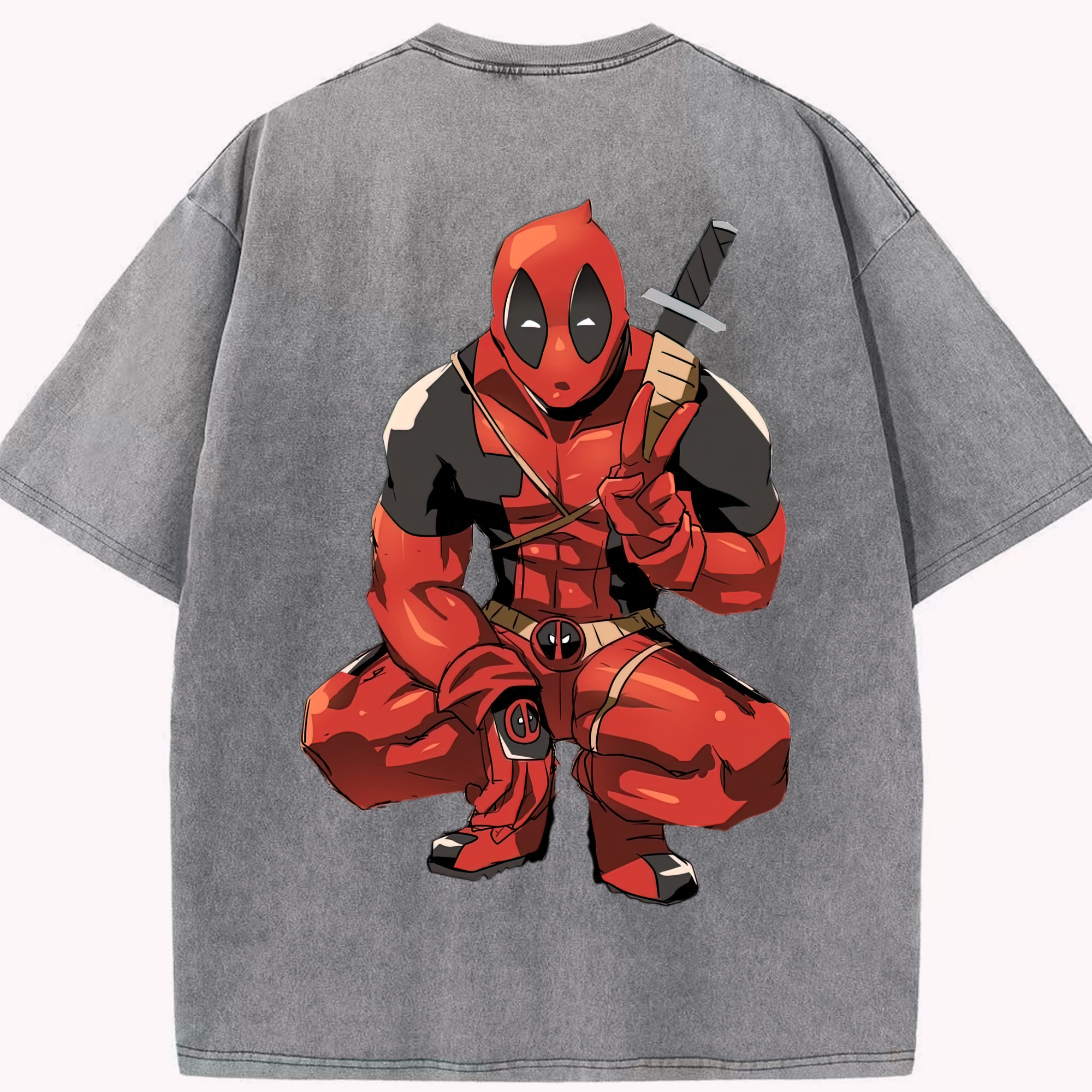 （画像用） Deadpool デッドプール 綿100% ヴィンテージ風 半袖Tシャツ（背面プリント）