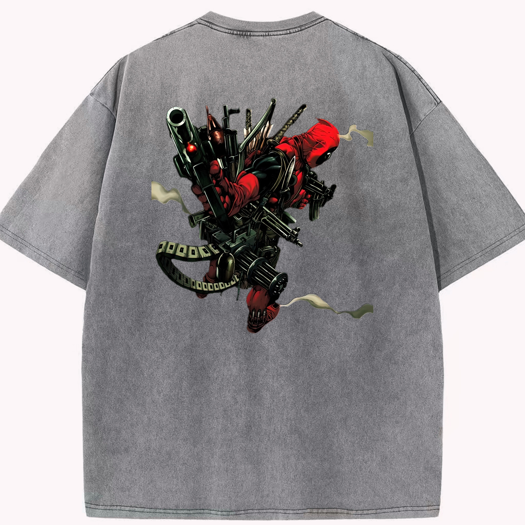 （画像用） Deadpool デッドプール 綿100% ヴィンテージ風 半袖Tシャツ（背面プリント）