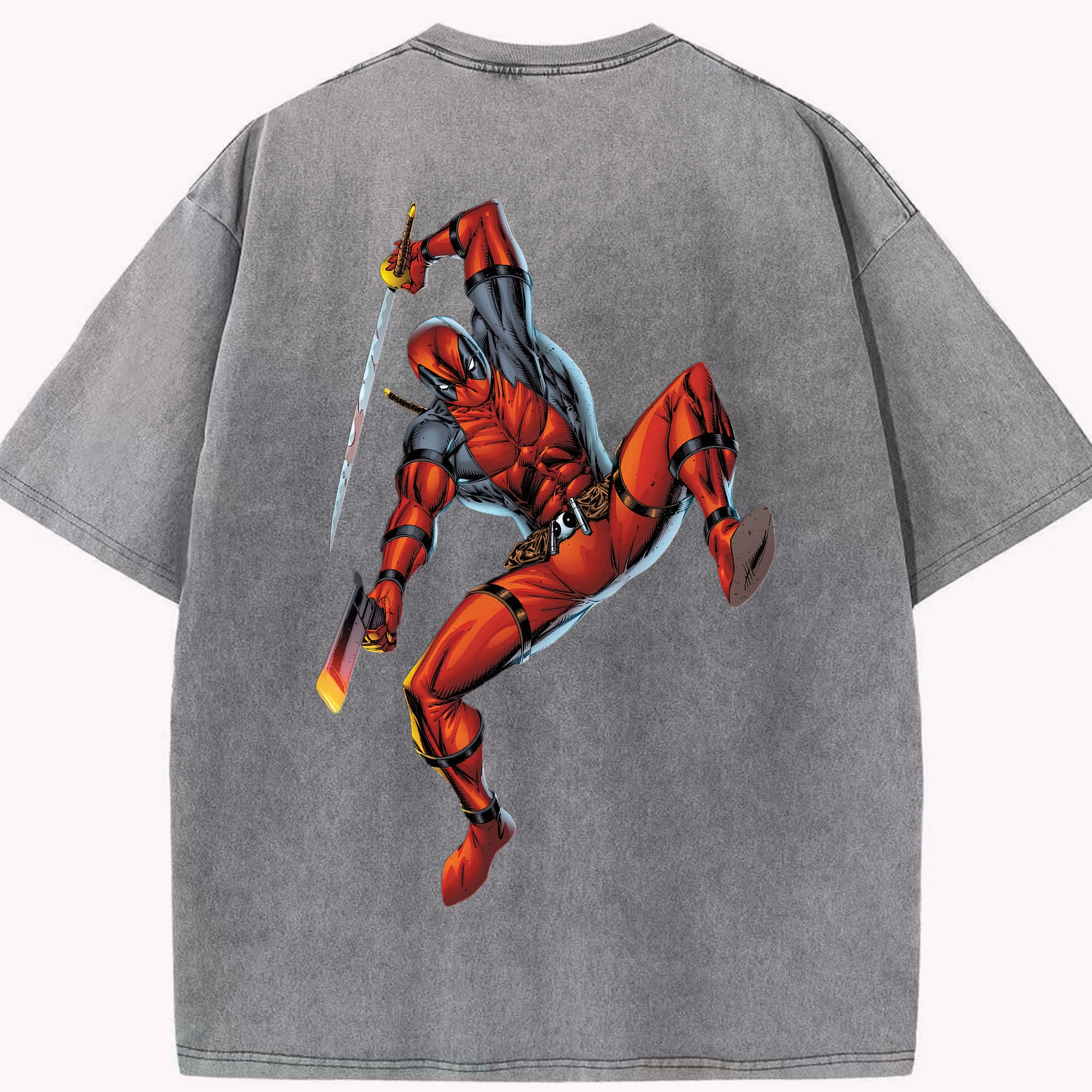 （画像用） Deadpool デッドプール 綿100% ヴィンテージ風 半袖Tシャツ（背面プリント）