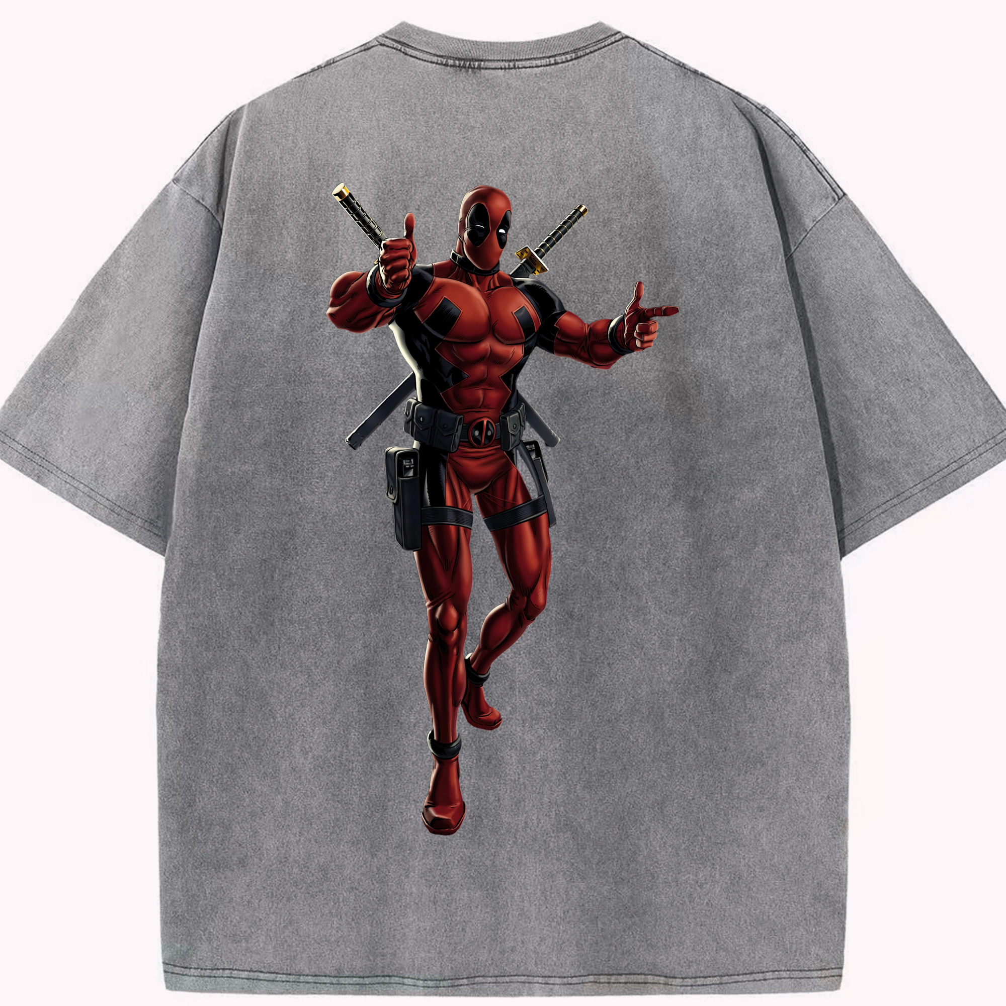 （画像用） Deadpool デッドプール 綿100% ヴィンテージ風 半袖Tシャツ（背面プリント）
