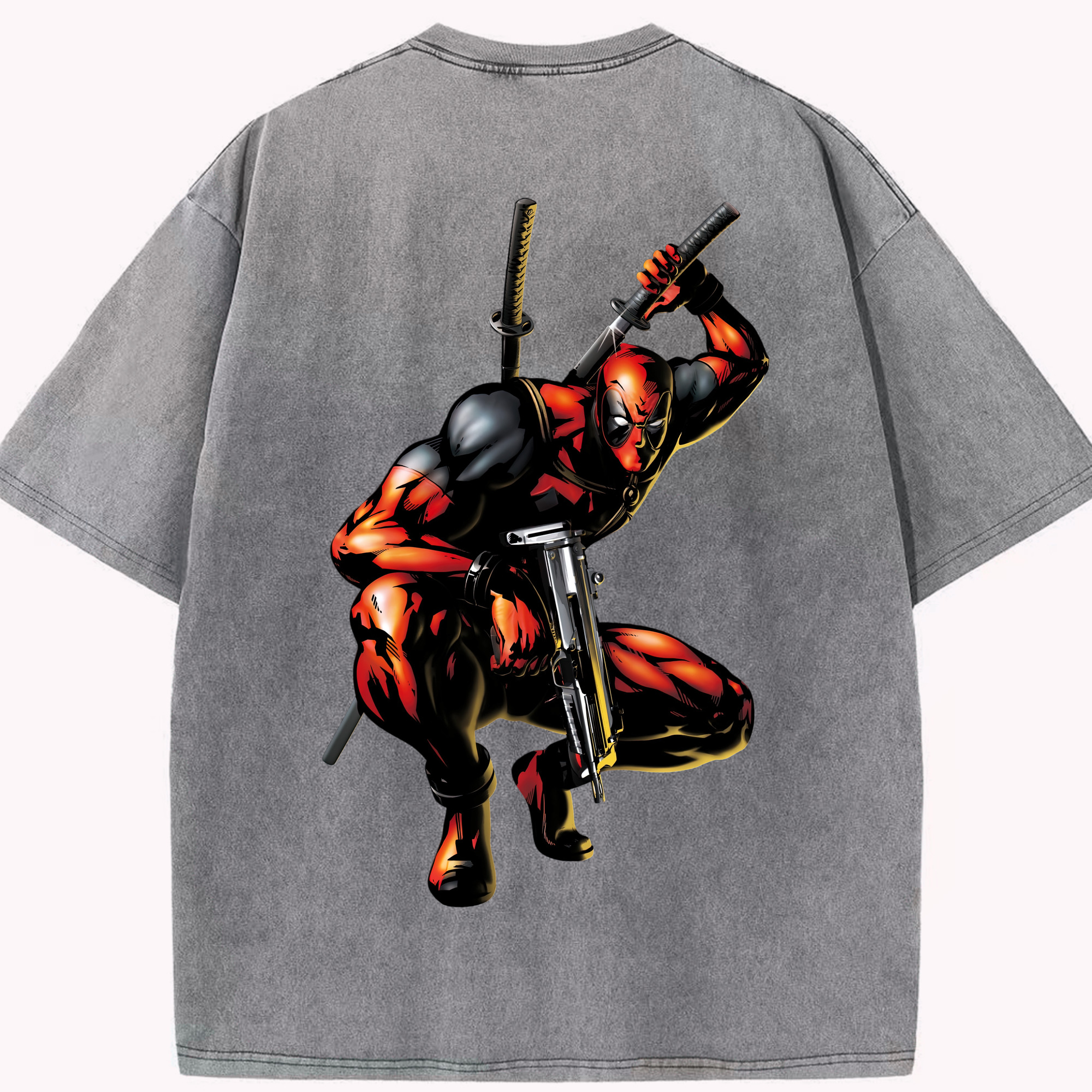 （画像用） Deadpool デッドプール 綿100% ヴィンテージ風 半袖Tシャツ（背面プリント）