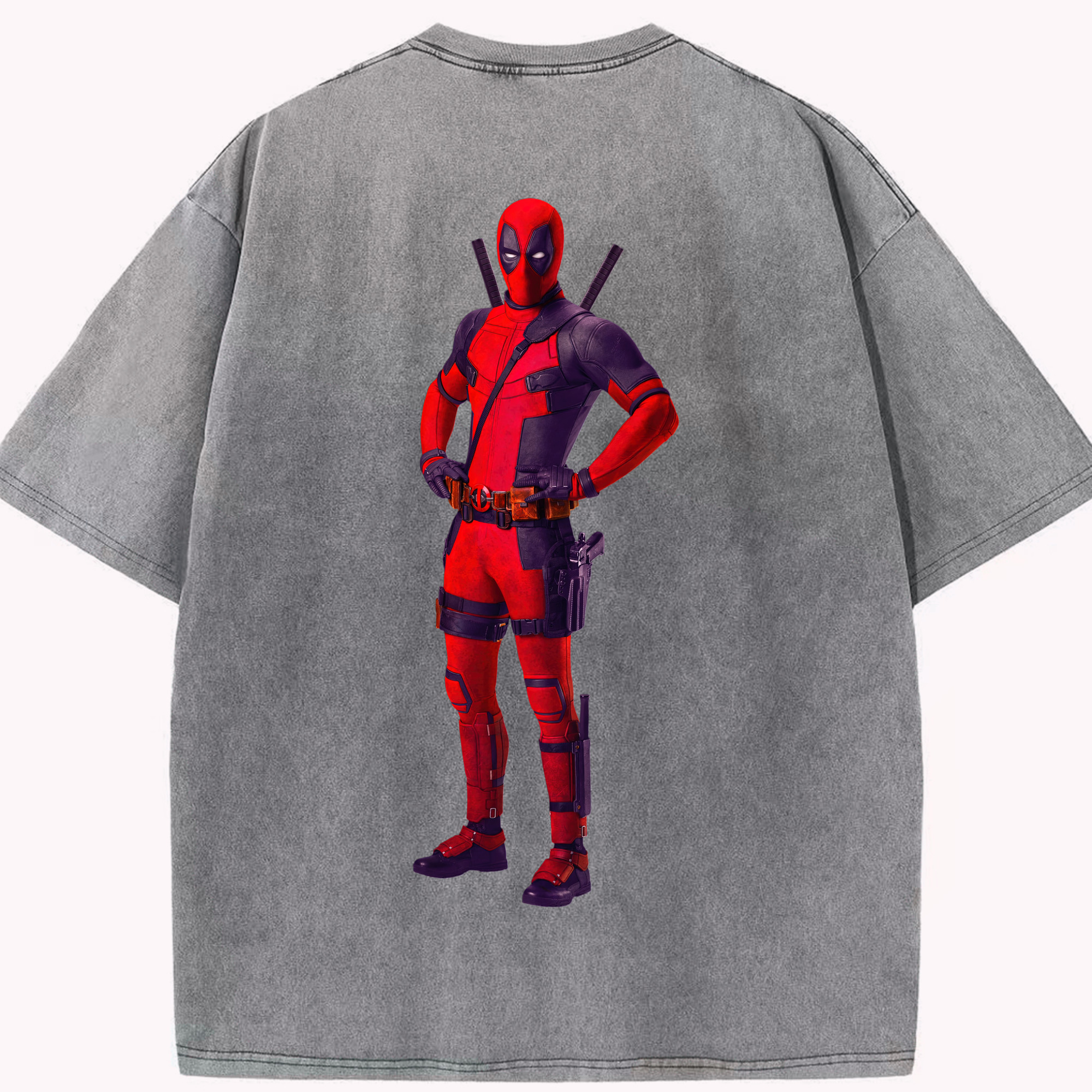（画像用） Deadpool デッドプール 綿100% ヴィンテージ風 半袖Tシャツ（背面プリント）