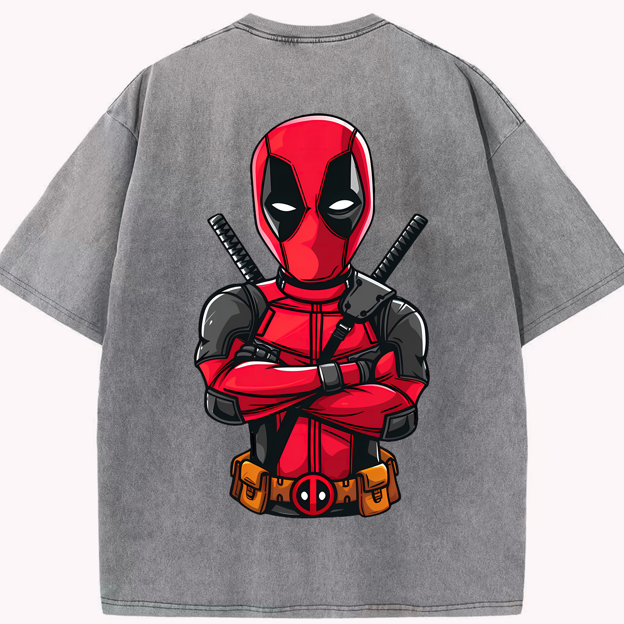（画像用） Deadpool デッドプール 綿100% ヴィンテージ風 半袖Tシャツ（背面プリント）