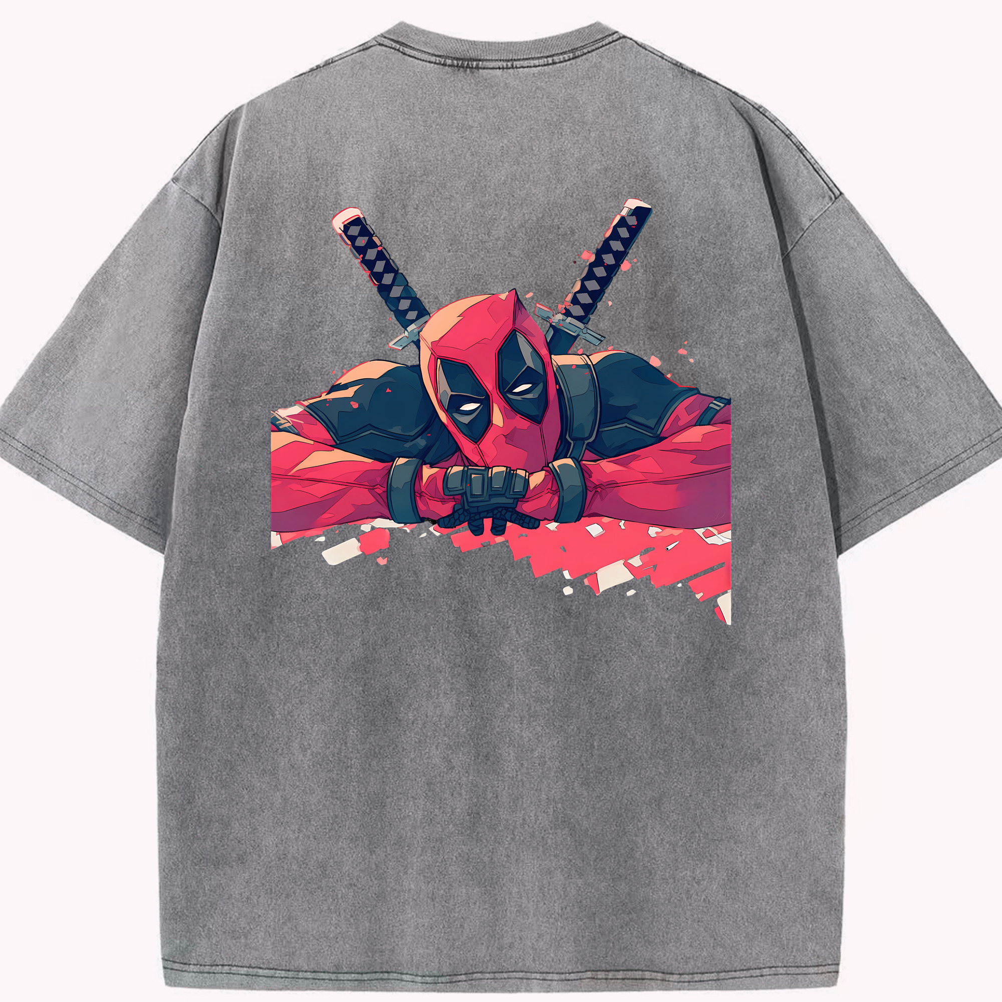 （画像用） Deadpool デッドプール 綿100% ヴィンテージ風 半袖Tシャツ（背面プリント）