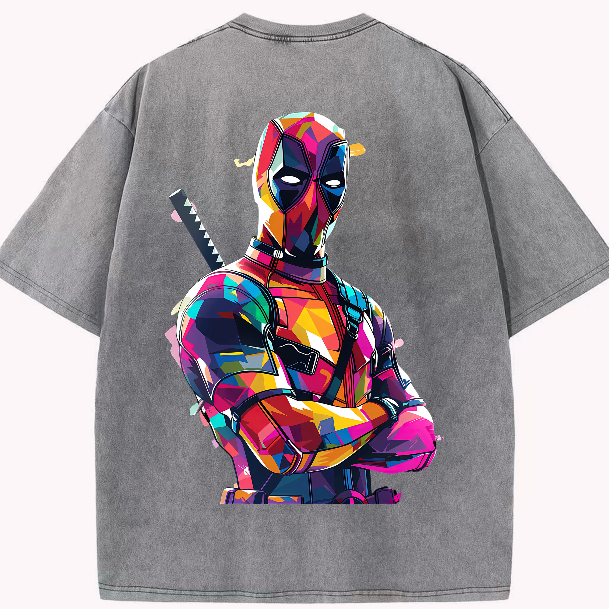 （画像用） Deadpool デッドプール 綿100% ヴィンテージ風 半袖Tシャツ（背面プリント）