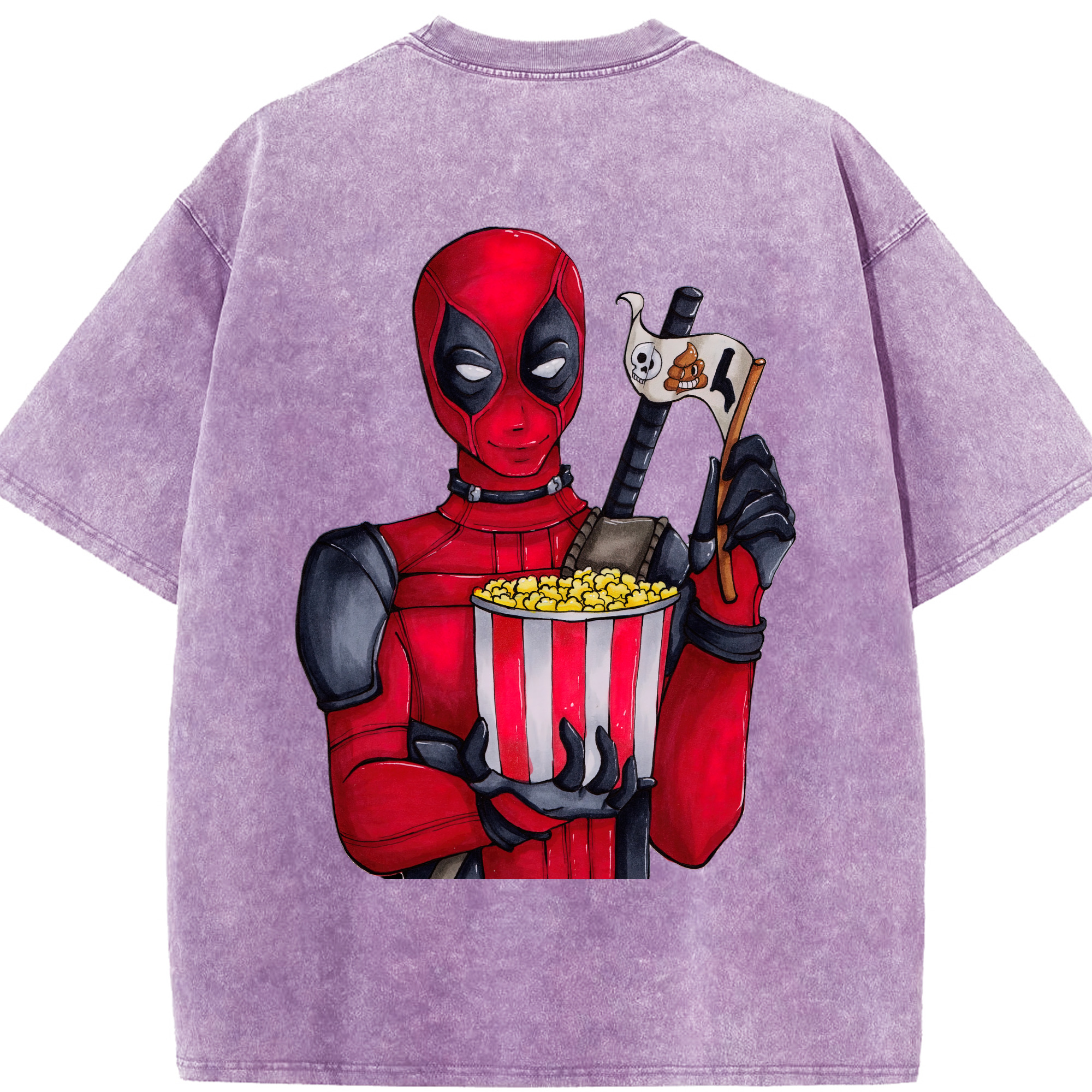（画像用） Deadpool デッドプール 綿100% ヴィンテージ風 半袖Tシャツ（背面プリント）