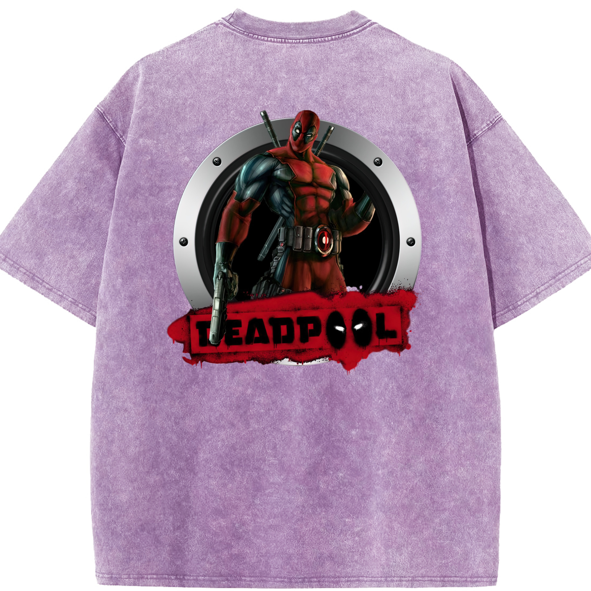 （画像用） Deadpool デッドプール 綿100% ヴィンテージ風 半袖Tシャツ（背面プリント）