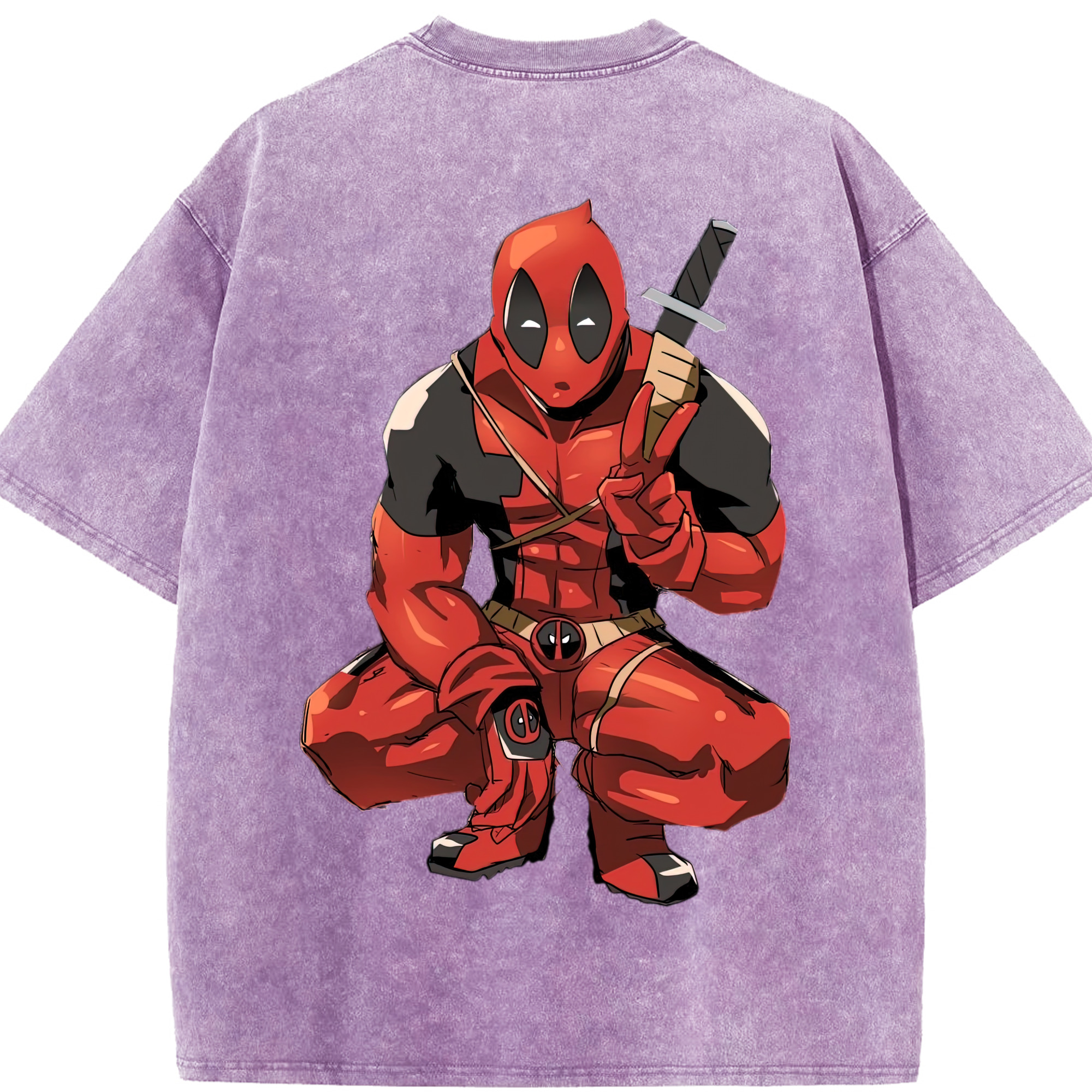 （画像用） Deadpool デッドプール 綿100% ヴィンテージ風 半袖Tシャツ（背面プリント）