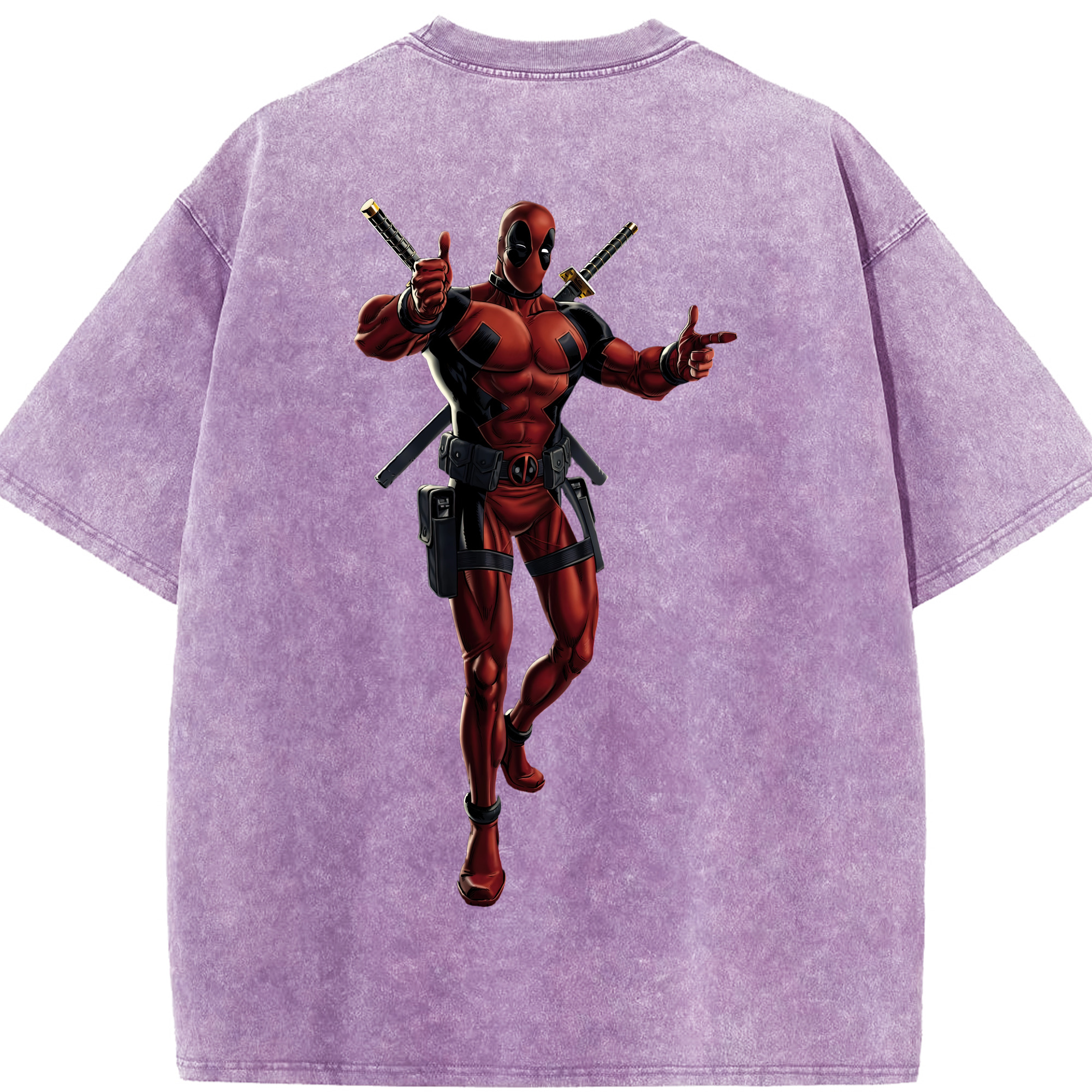 （画像用） Deadpool デッドプール 綿100% ヴィンテージ風 半袖Tシャツ（背面プリント）