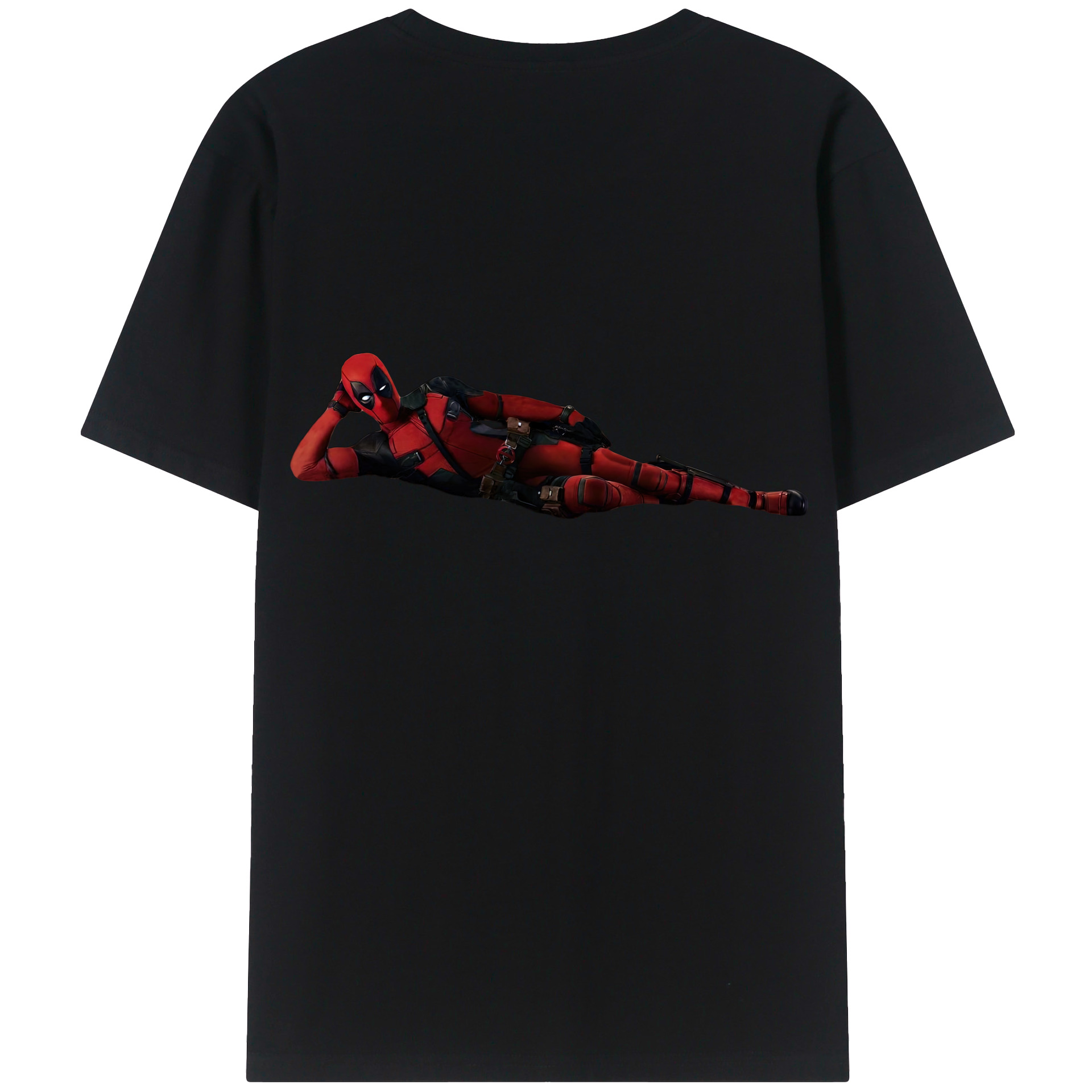 （画像用） Deadpool デッドプール 綿100％ メンズ半袖Tシャツ（バックプリント） 通気性