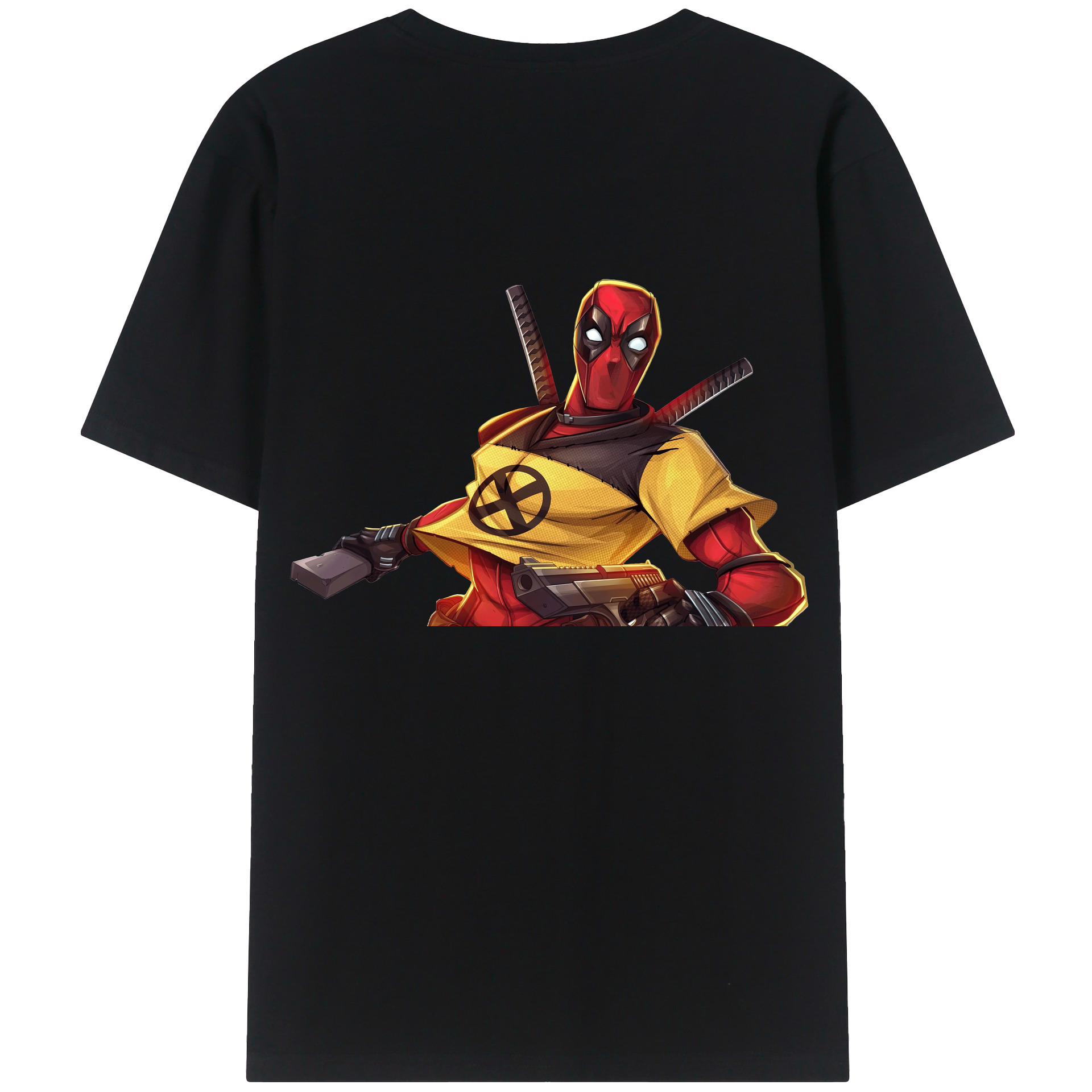 （画像用） Deadpool デッドプール 綿100％ メンズ半袖Tシャツ（バックプリント） 通気性