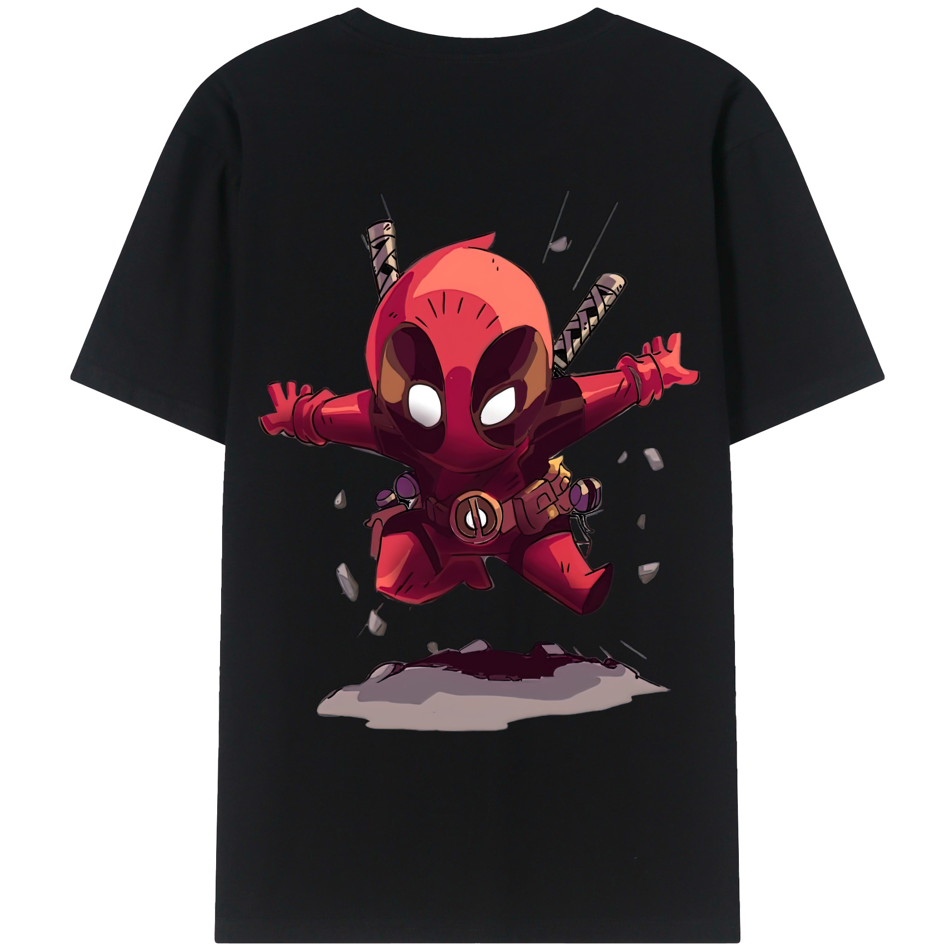 （画像用） Deadpool デッドプール 綿100％ メンズ半袖Tシャツ（バックプリント） 通気性