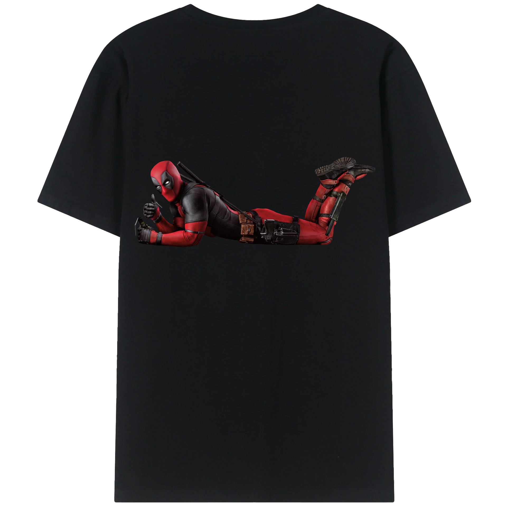 （画像用） Deadpool デッドプール 綿100％ メンズ半袖Tシャツ（バックプリント） 通気性