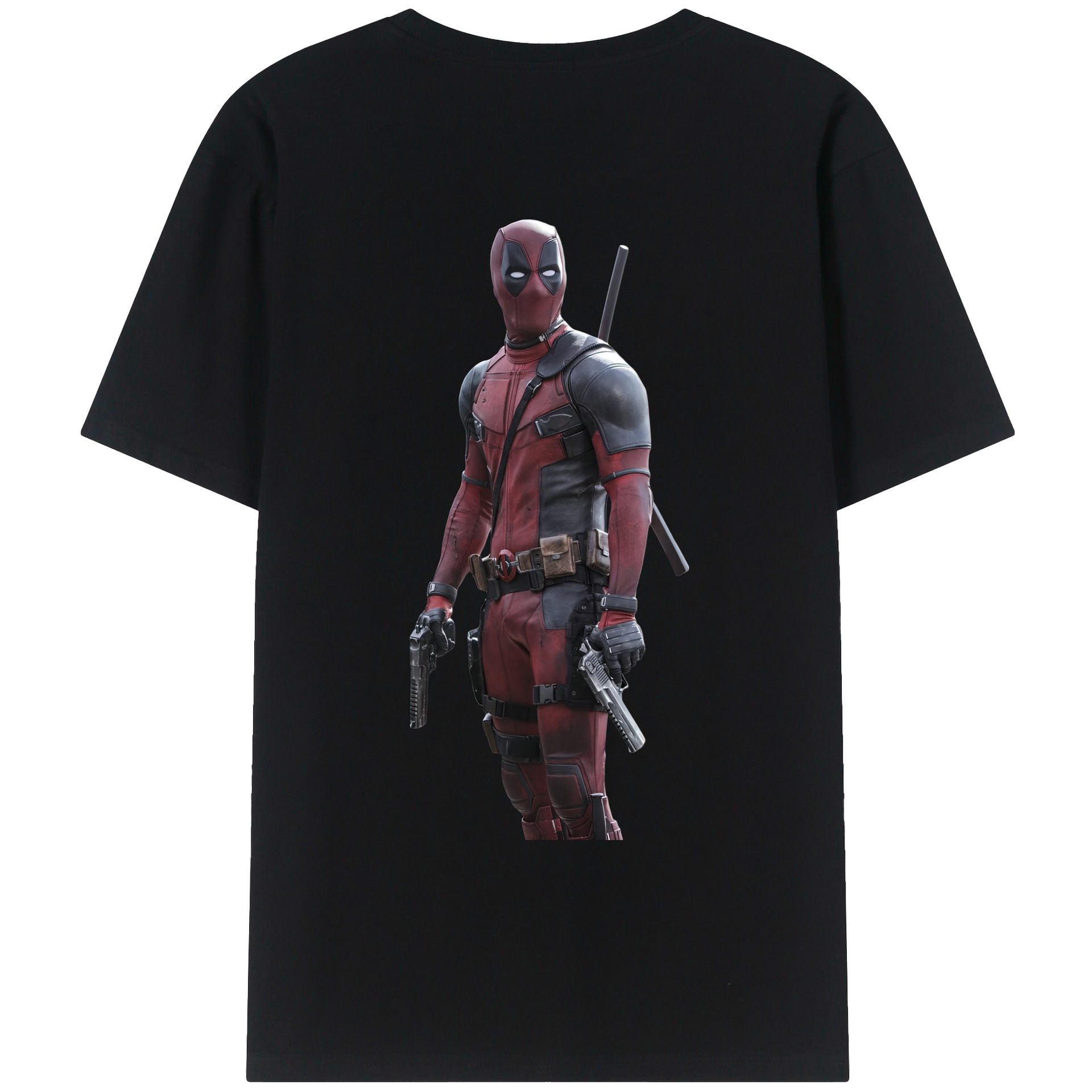 （画像用） Deadpool デッドプール 綿100％ メンズ半袖Tシャツ（バックプリント） 通気性