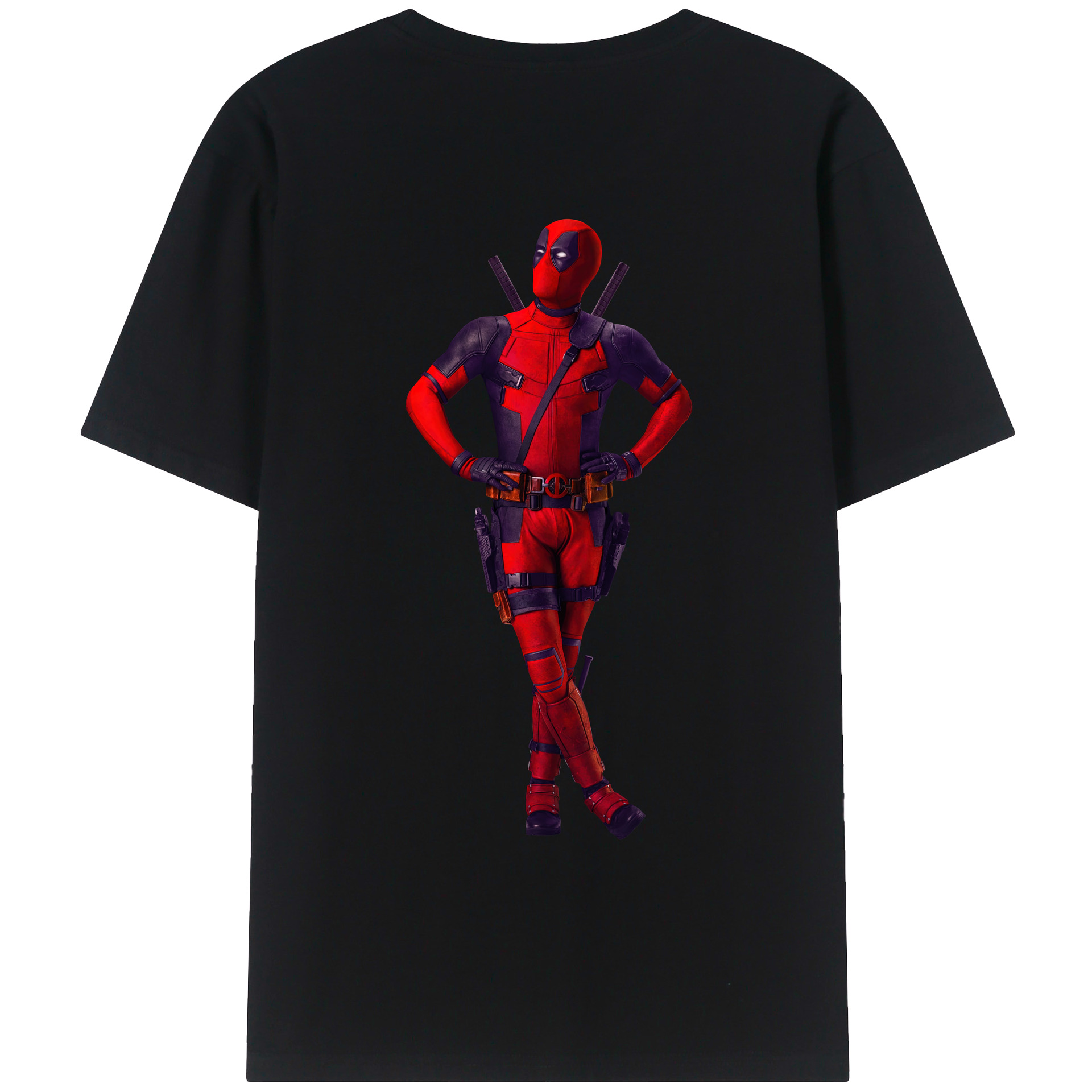 （画像用） Deadpool デッドプール 綿100％ メンズ半袖Tシャツ（バックプリント） 通気性
