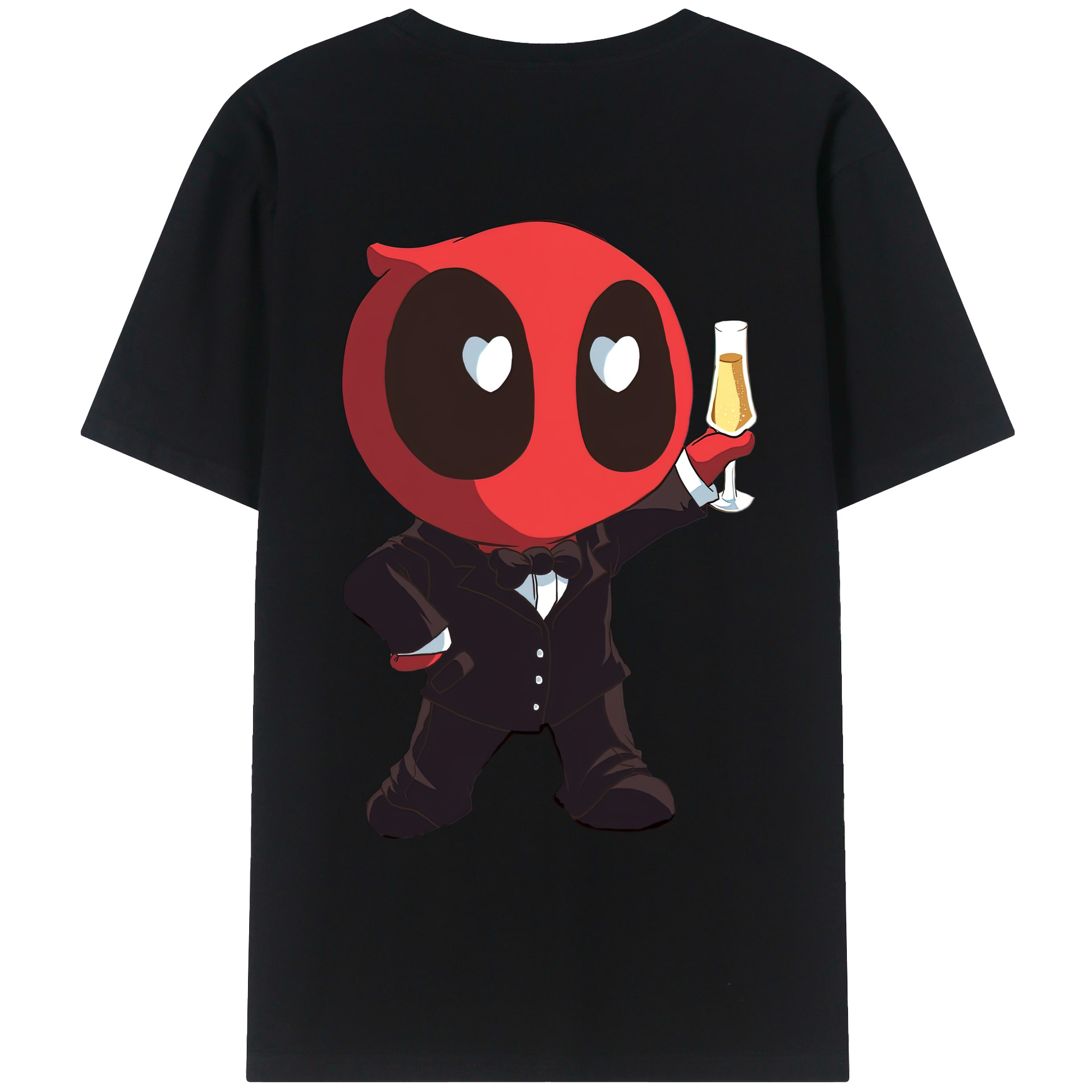 （画像用） Deadpool デッドプール 綿100％ メンズ半袖Tシャツ（バックプリント） 通気性