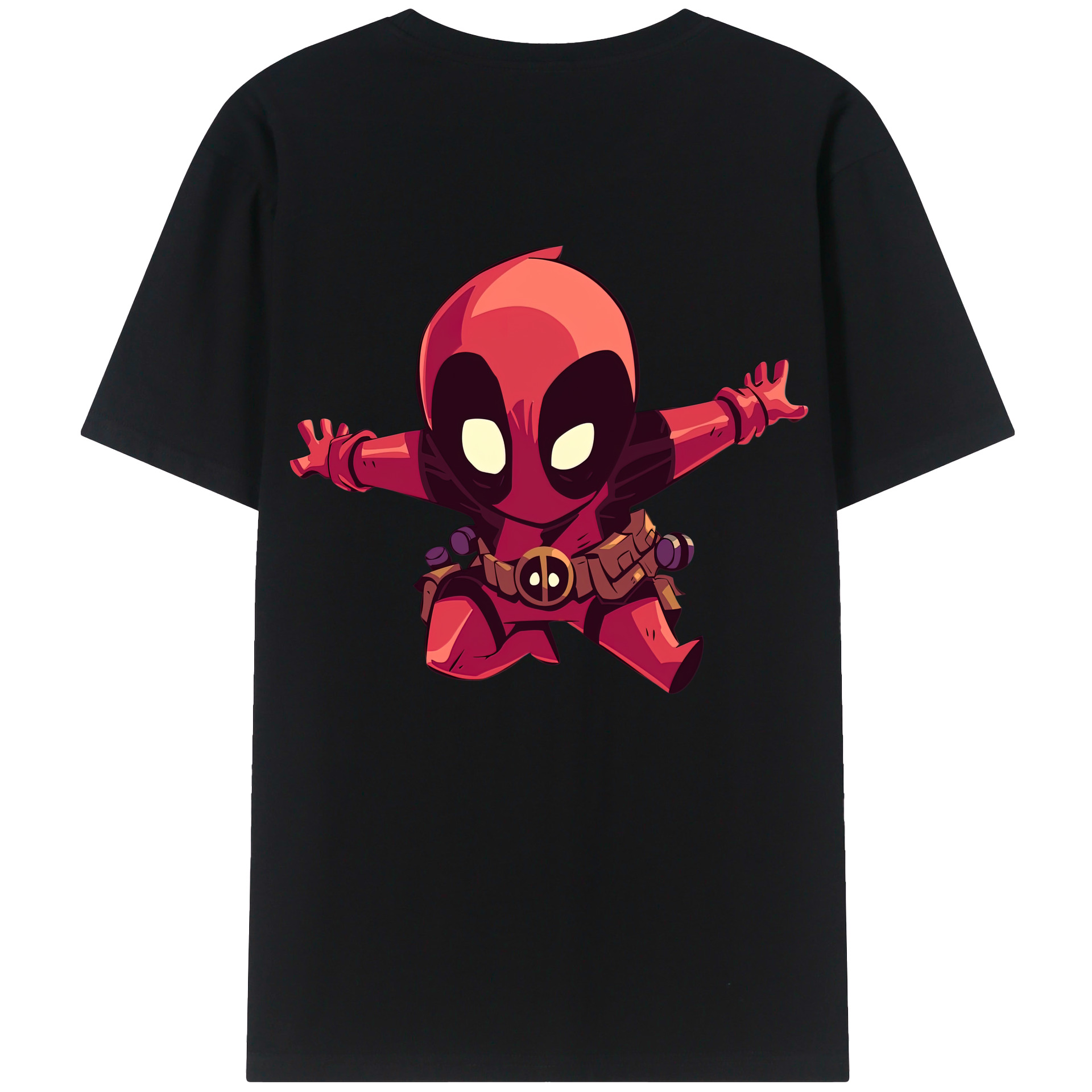（画像用） Deadpool デッドプール 綿100％ メンズ半袖Tシャツ（バックプリント） 通気性