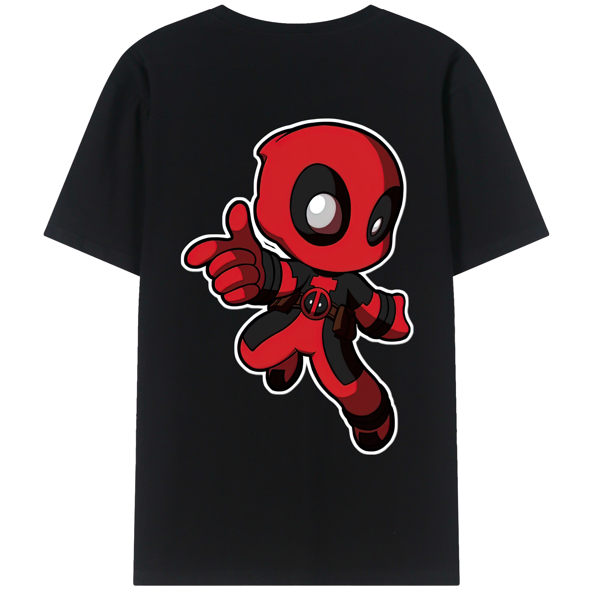（画像用） Deadpool デッドプール 綿100％ メンズ半袖Tシャツ（バックプリント） 通気性