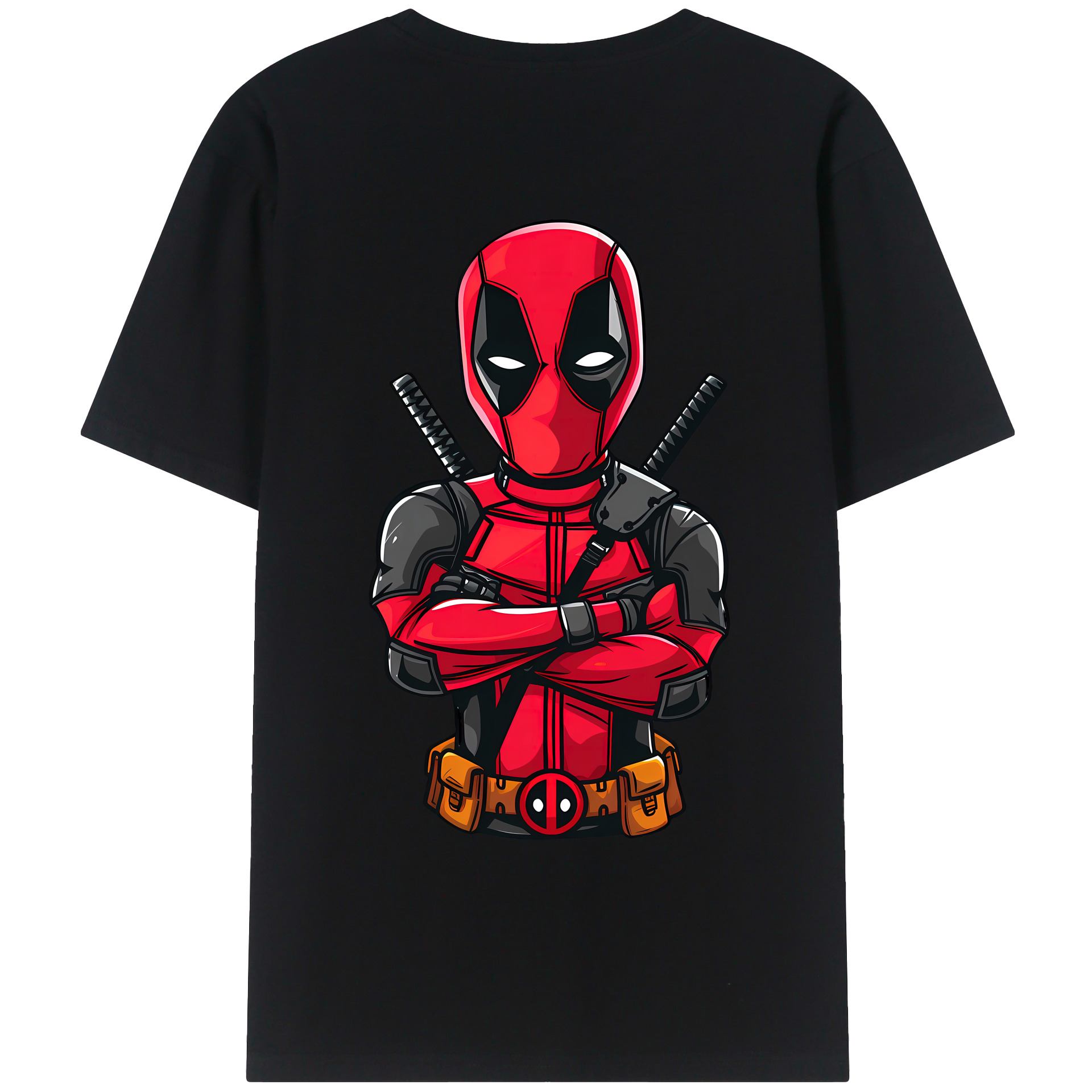 （画像用） Deadpool デッドプール 綿100％ メンズ半袖Tシャツ（バックプリント） 通気性