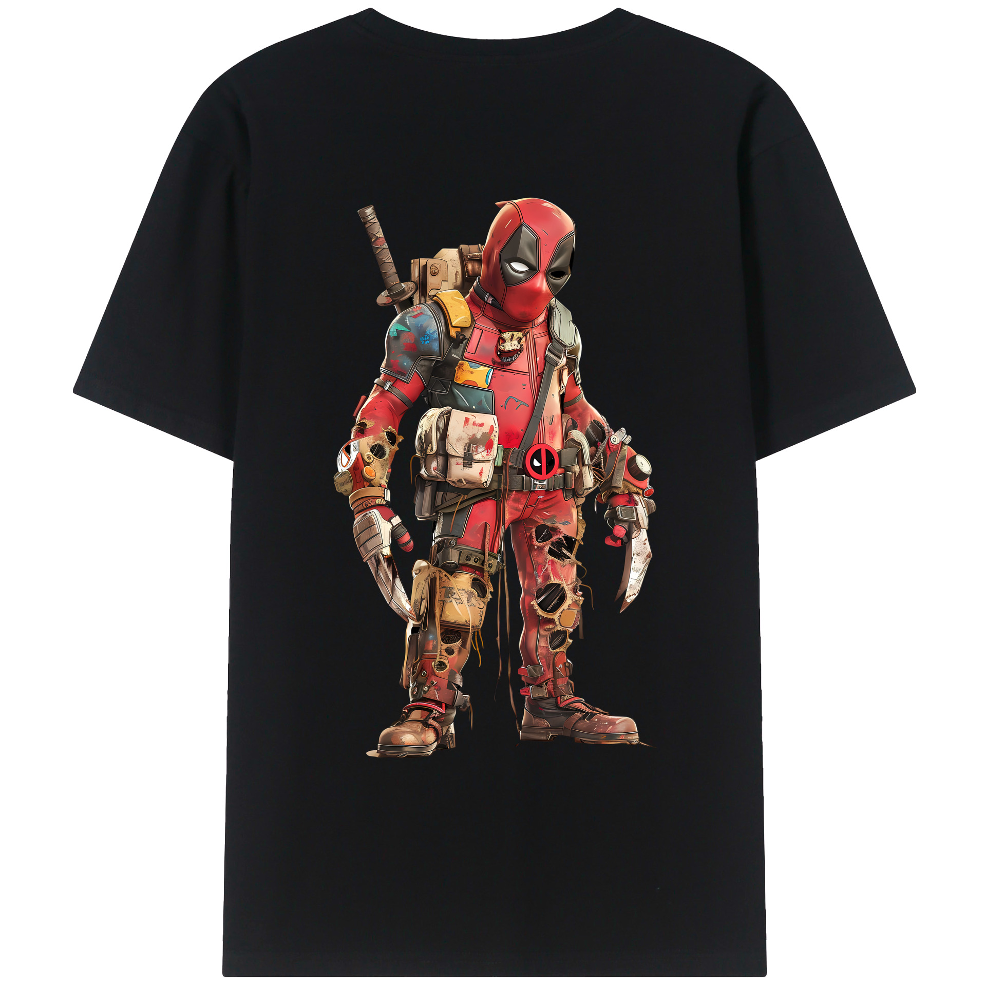 （画像用） Deadpool デッドプール 綿100％ メンズ半袖Tシャツ（バックプリント） 通気性