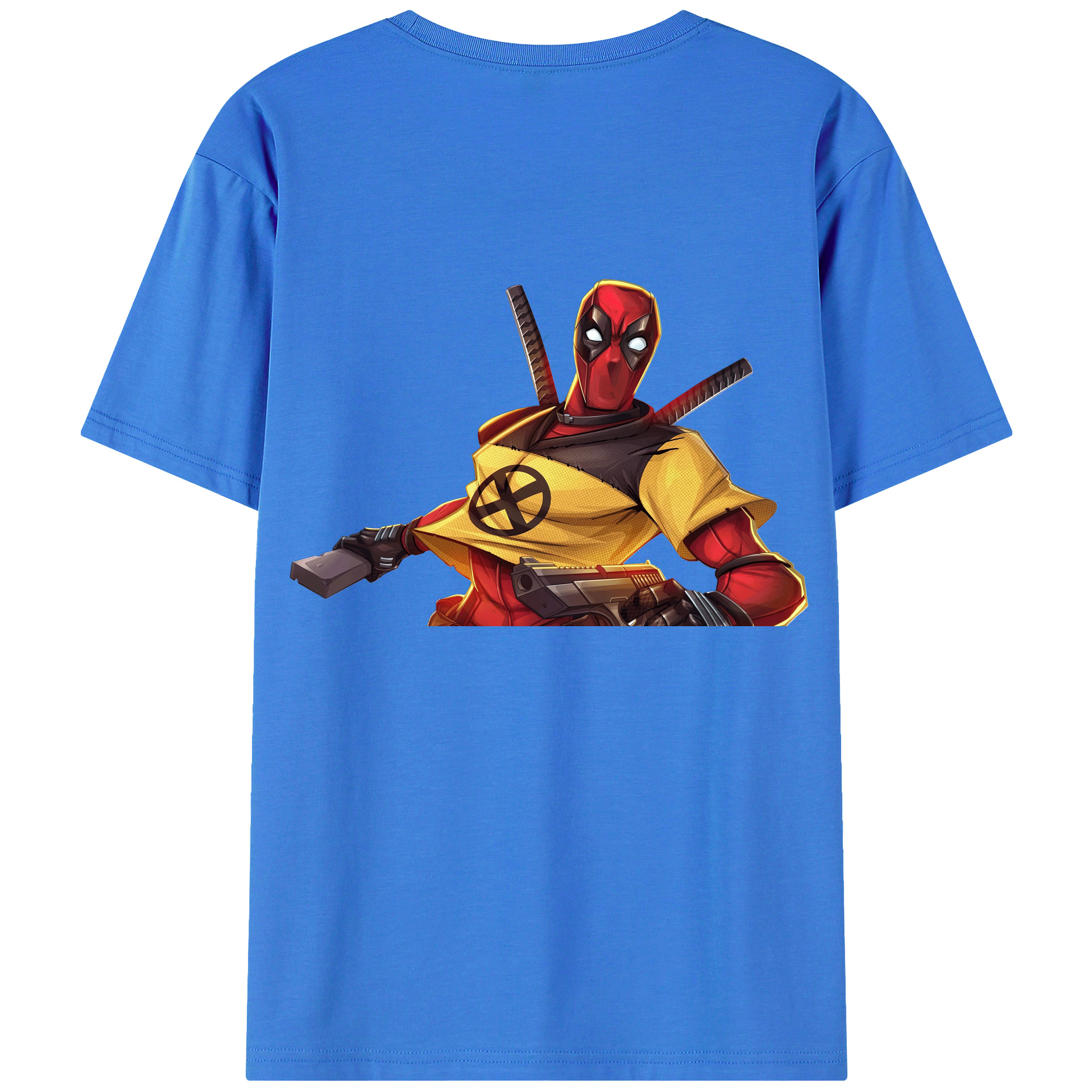 （画像用） Deadpool デッドプール 綿100％ メンズ半袖Tシャツ（バックプリント） 通気性