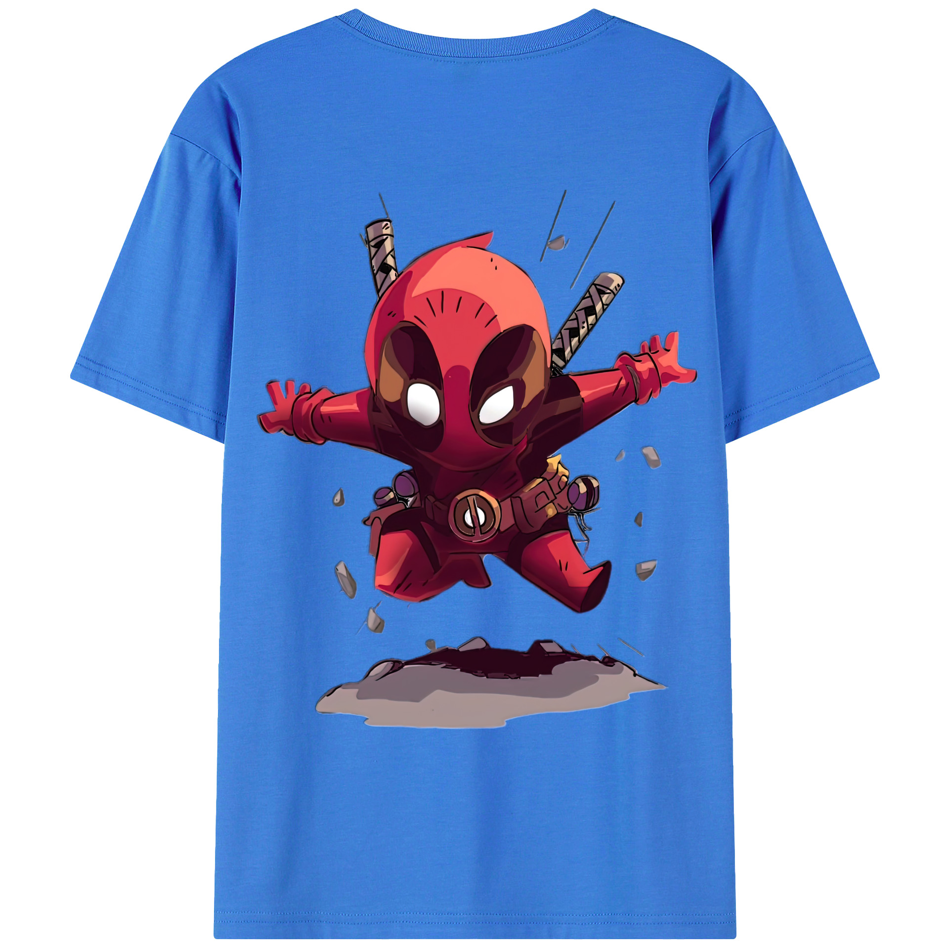 （画像用） Deadpool デッドプール 綿100％ メンズ半袖Tシャツ（バックプリント） 通気性