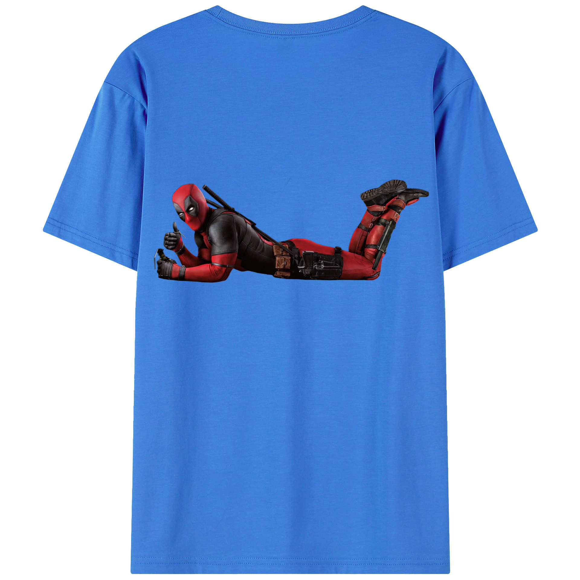 （画像用） Deadpool デッドプール 綿100％ メンズ半袖Tシャツ（バックプリント） 通気性