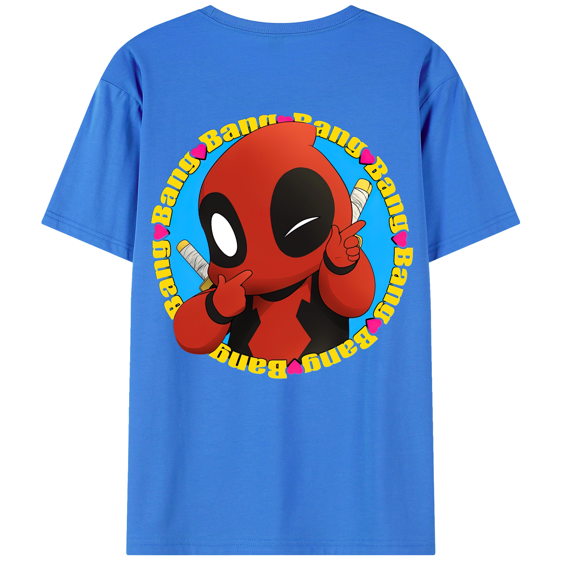 （画像用） Deadpool デッドプール 綿100％ メンズ半袖Tシャツ（バックプリント） 通気性