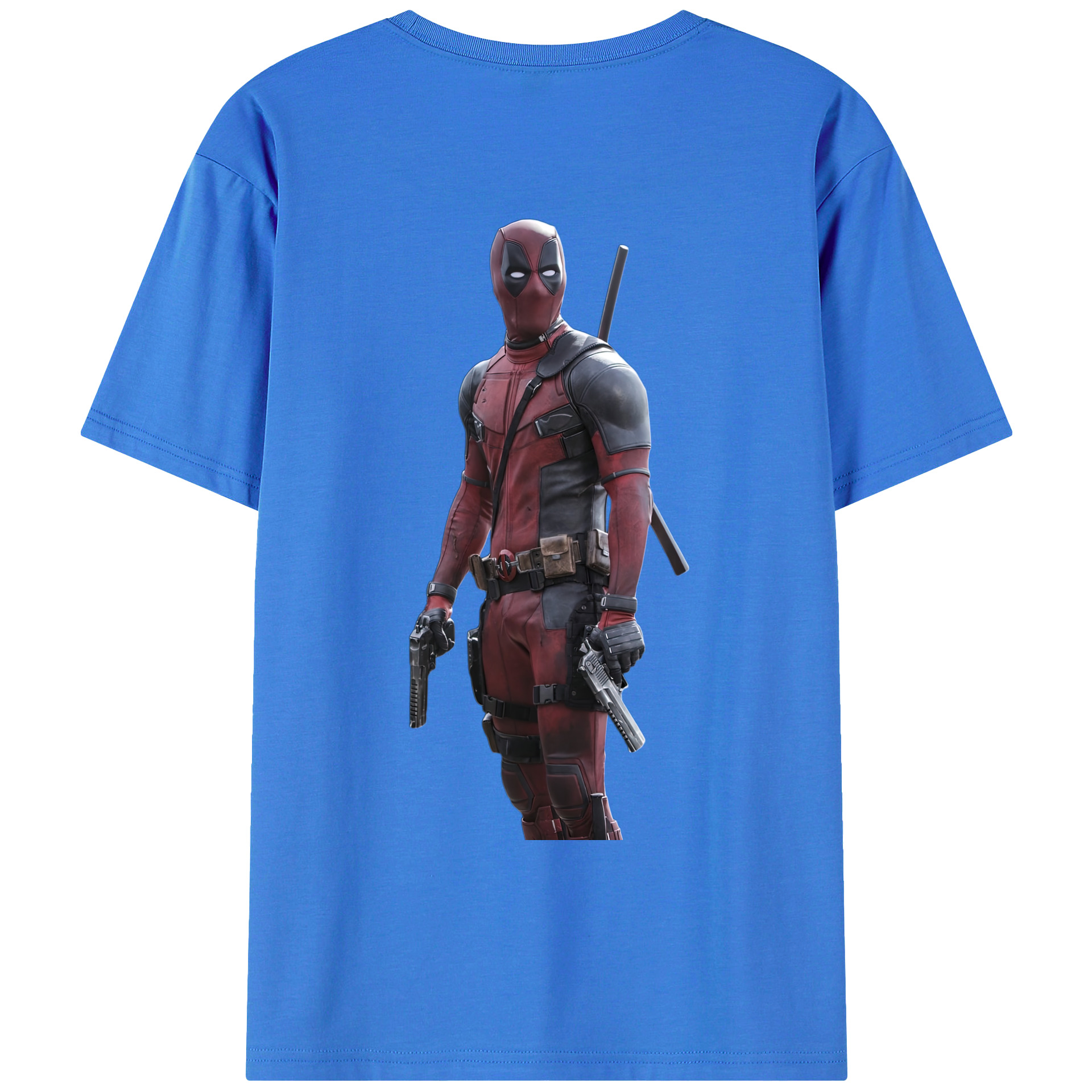 （画像用） Deadpool デッドプール 綿100％ メンズ半袖Tシャツ（バックプリント） 通気性