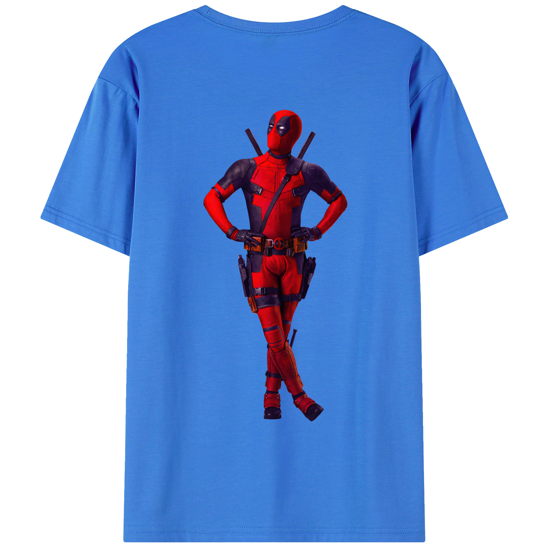 （画像用） Deadpool デッドプール 綿100％ メンズ半袖Tシャツ（バックプリント） 通気性