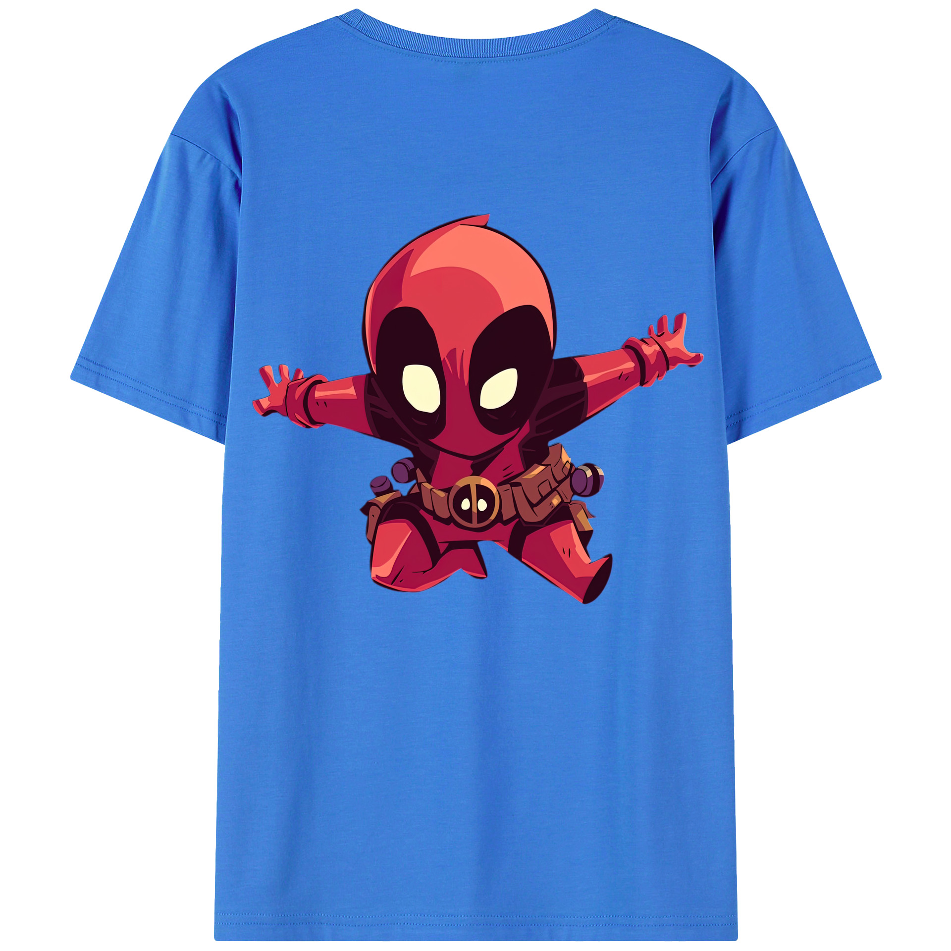 （画像用） Deadpool デッドプール 綿100％ メンズ半袖Tシャツ（バックプリント） 通気性