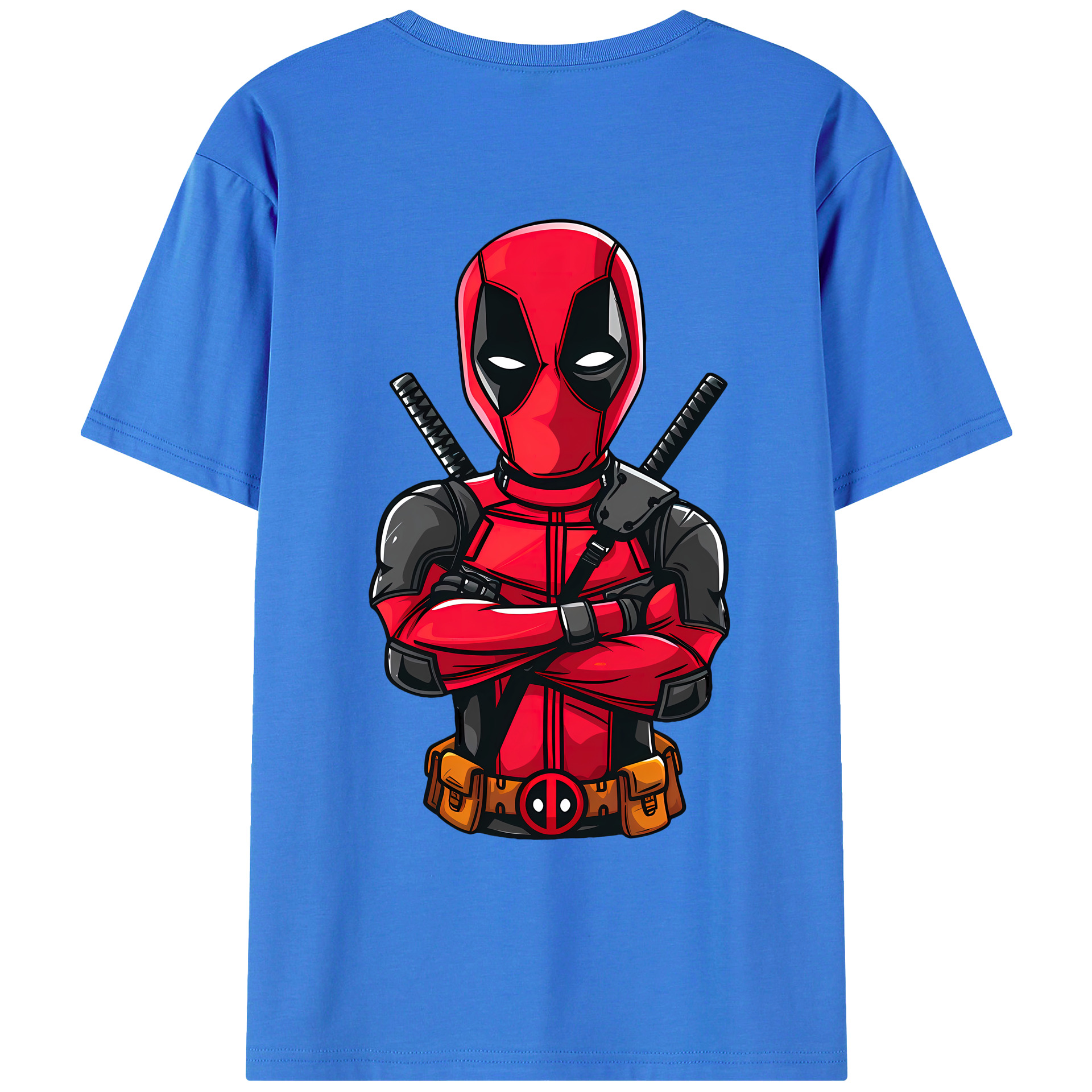 （画像用） Deadpool デッドプール 綿100％ メンズ半袖Tシャツ（バックプリント） 通気性