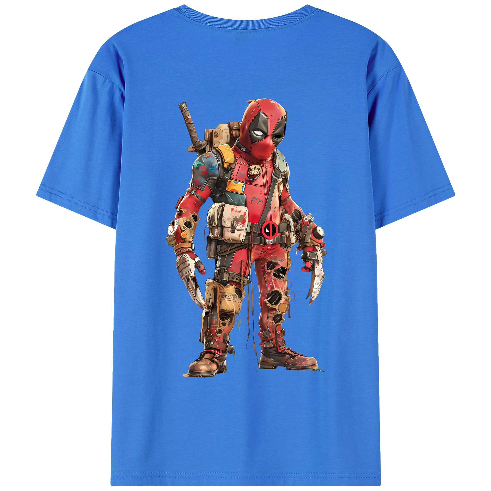 （画像用） Deadpool デッドプール 綿100％ メンズ半袖Tシャツ（バックプリント） 通気性
