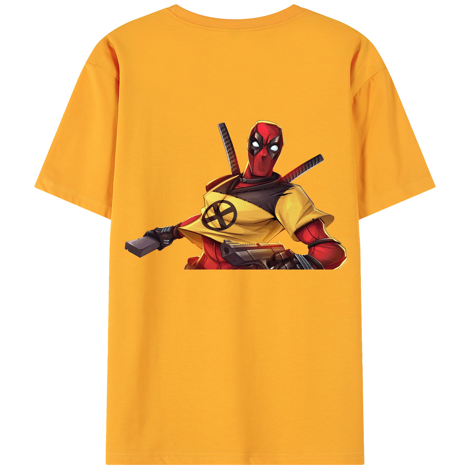 （画像用） Deadpool デッドプール 綿100％ メンズ半袖Tシャツ（バックプリント） 通気性