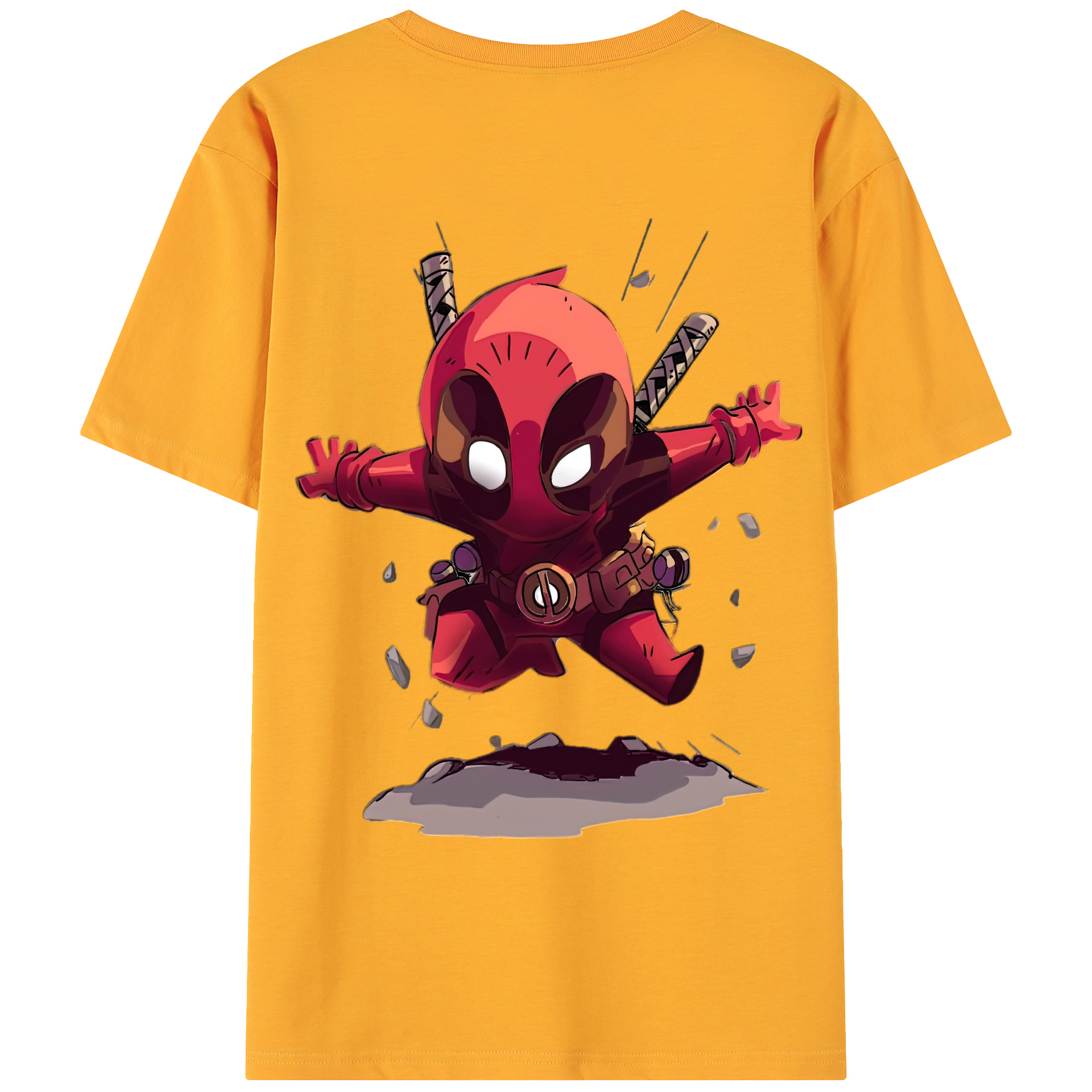 （画像用） Deadpool デッドプール 綿100％ メンズ半袖Tシャツ（バックプリント） 通気性
