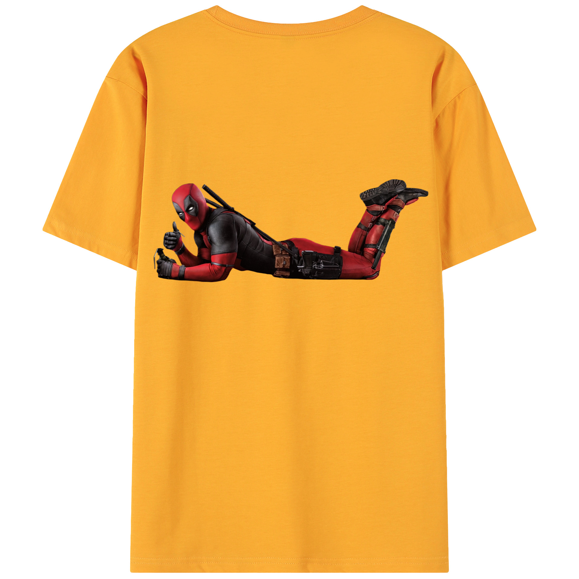 （画像用） Deadpool デッドプール 綿100％ メンズ半袖Tシャツ（バックプリント） 通気性