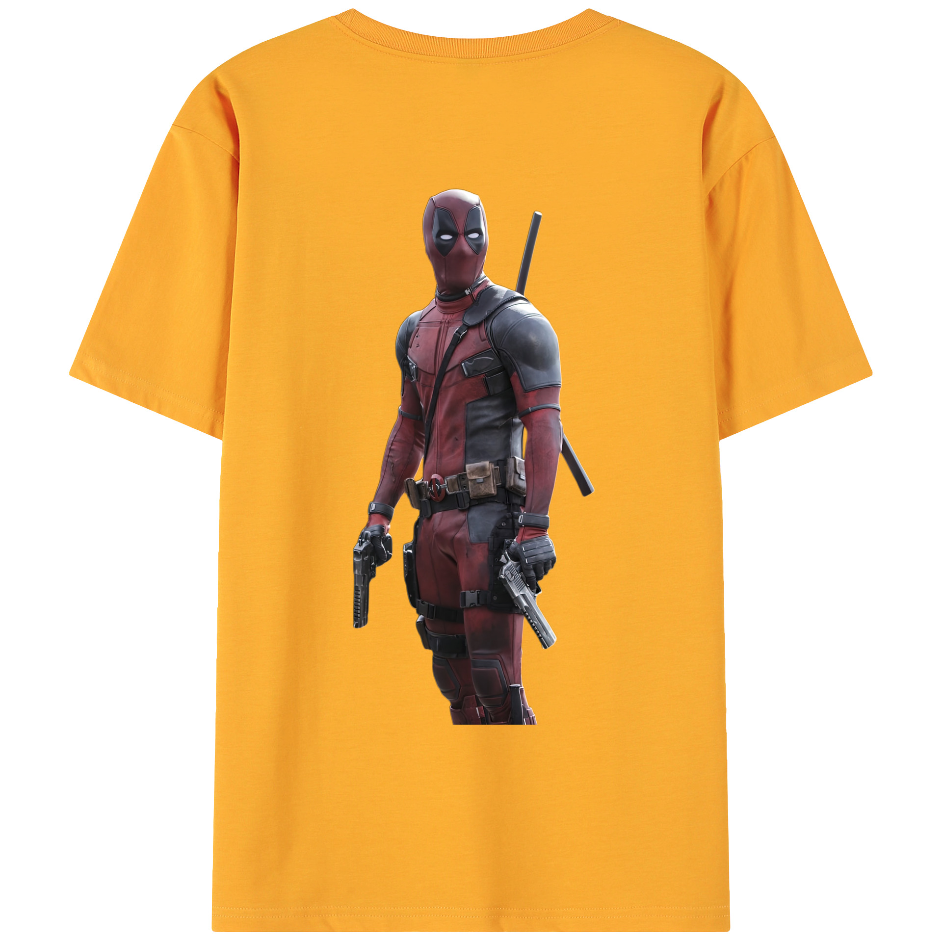 （画像用） Deadpool デッドプール 綿100％ メンズ半袖Tシャツ（バックプリント） 通気性