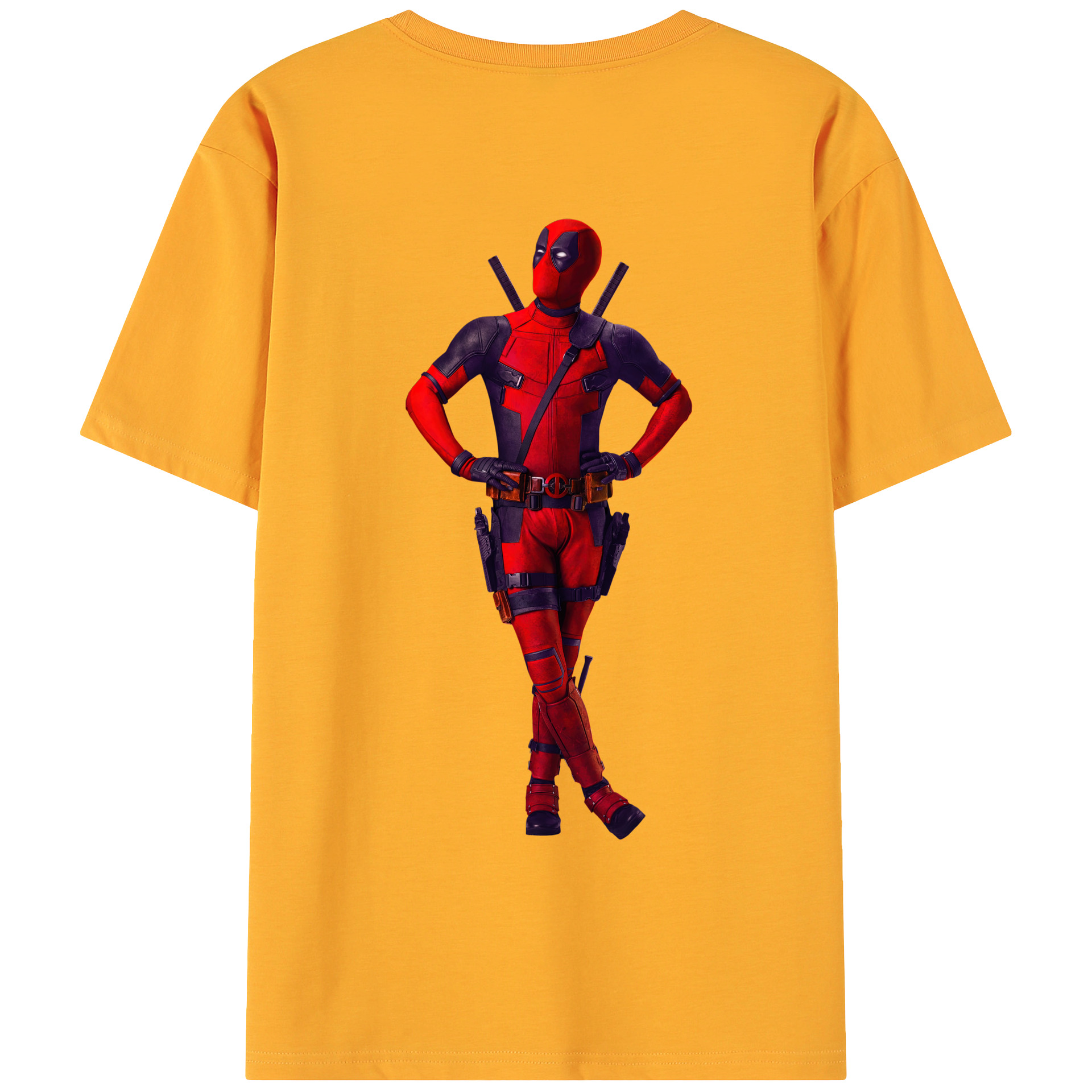 （画像用） Deadpool デッドプール 綿100％ メンズ半袖Tシャツ（バックプリント） 通気性