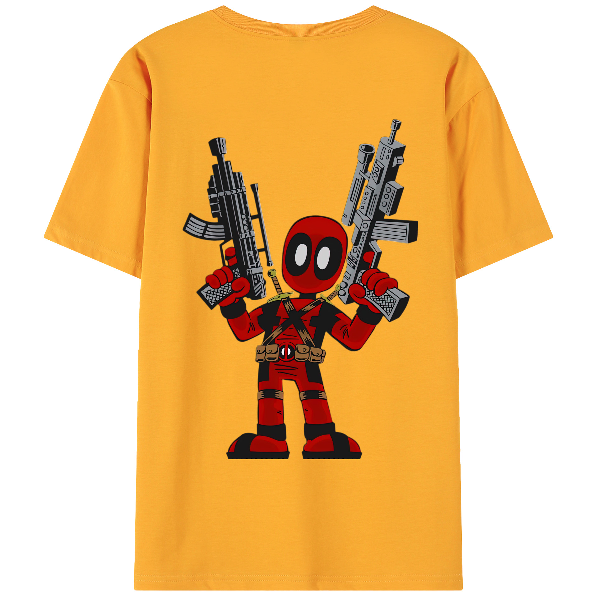 （画像用） Deadpool デッドプール 綿100％ メンズ半袖Tシャツ（バックプリント） 通気性