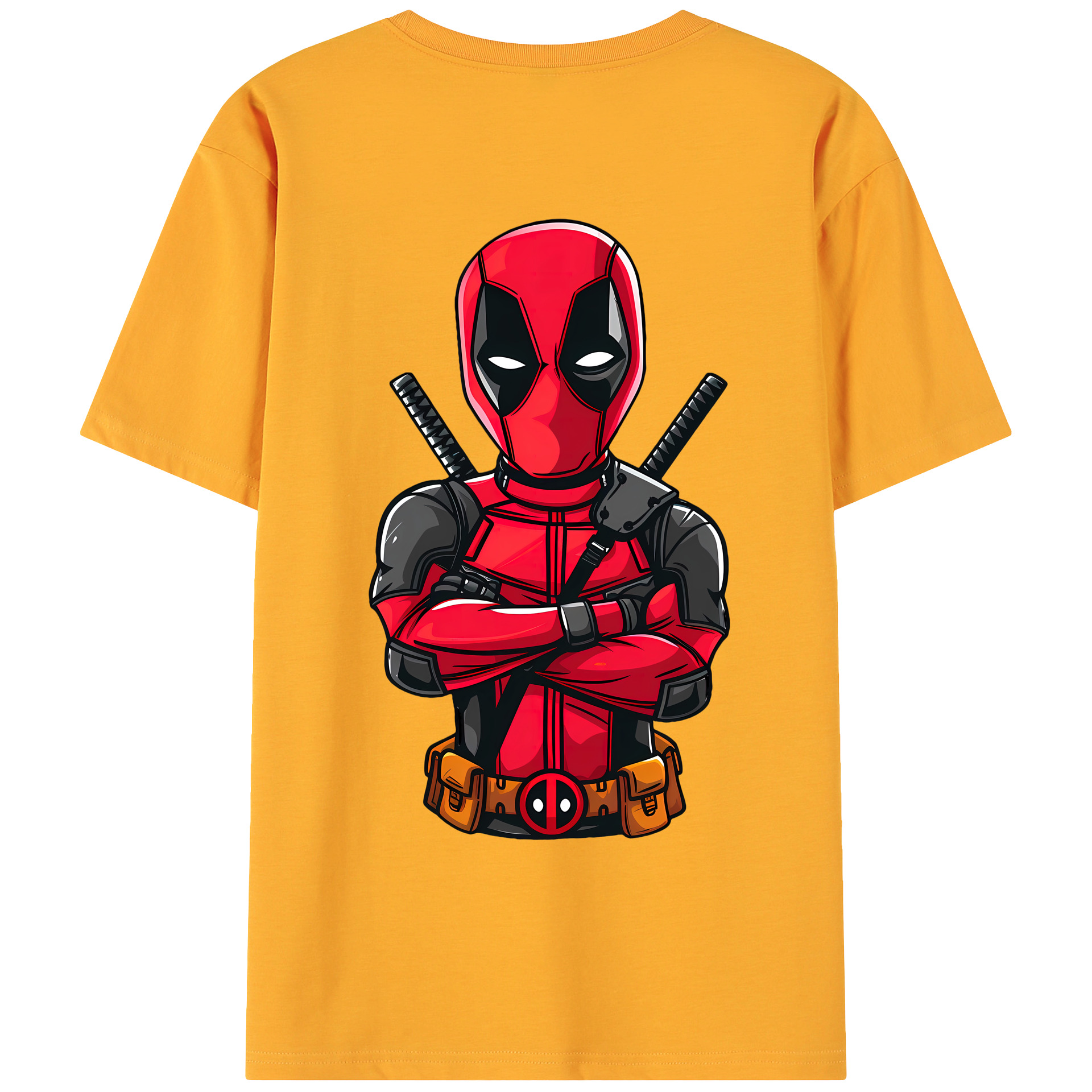 （画像用） Deadpool デッドプール 綿100％ メンズ半袖Tシャツ（バックプリント） 通気性