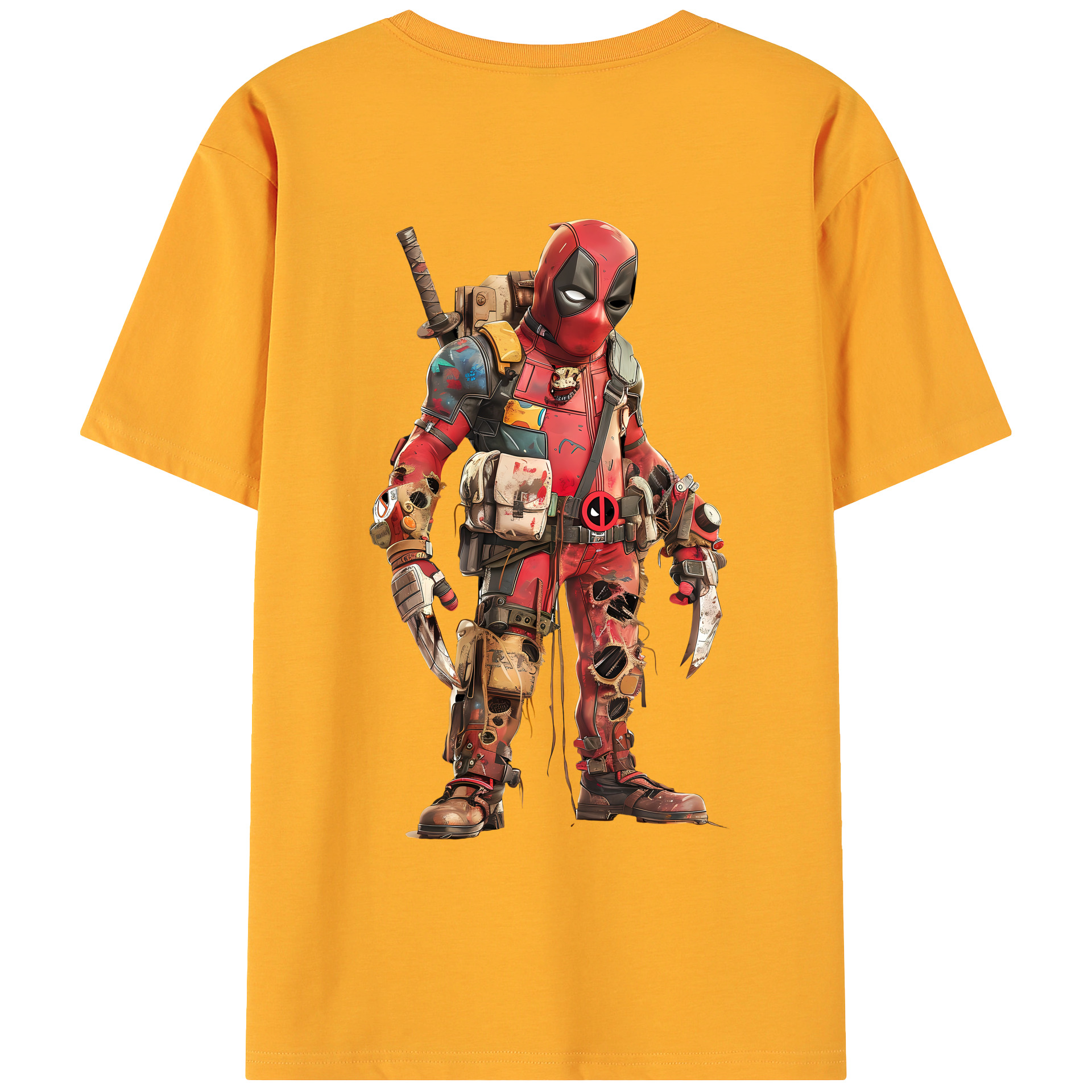 （画像用） Deadpool デッドプール 綿100％ メンズ半袖Tシャツ（バックプリント） 通気性