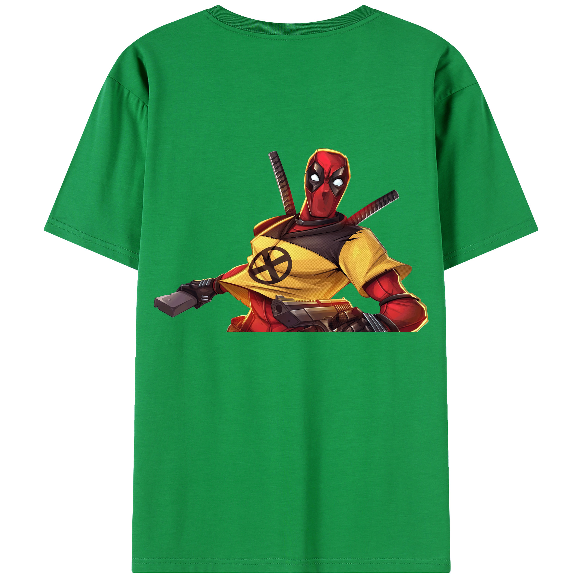 （画像用） Deadpool デッドプール 綿100％ メンズ半袖Tシャツ（バックプリント） 通気性