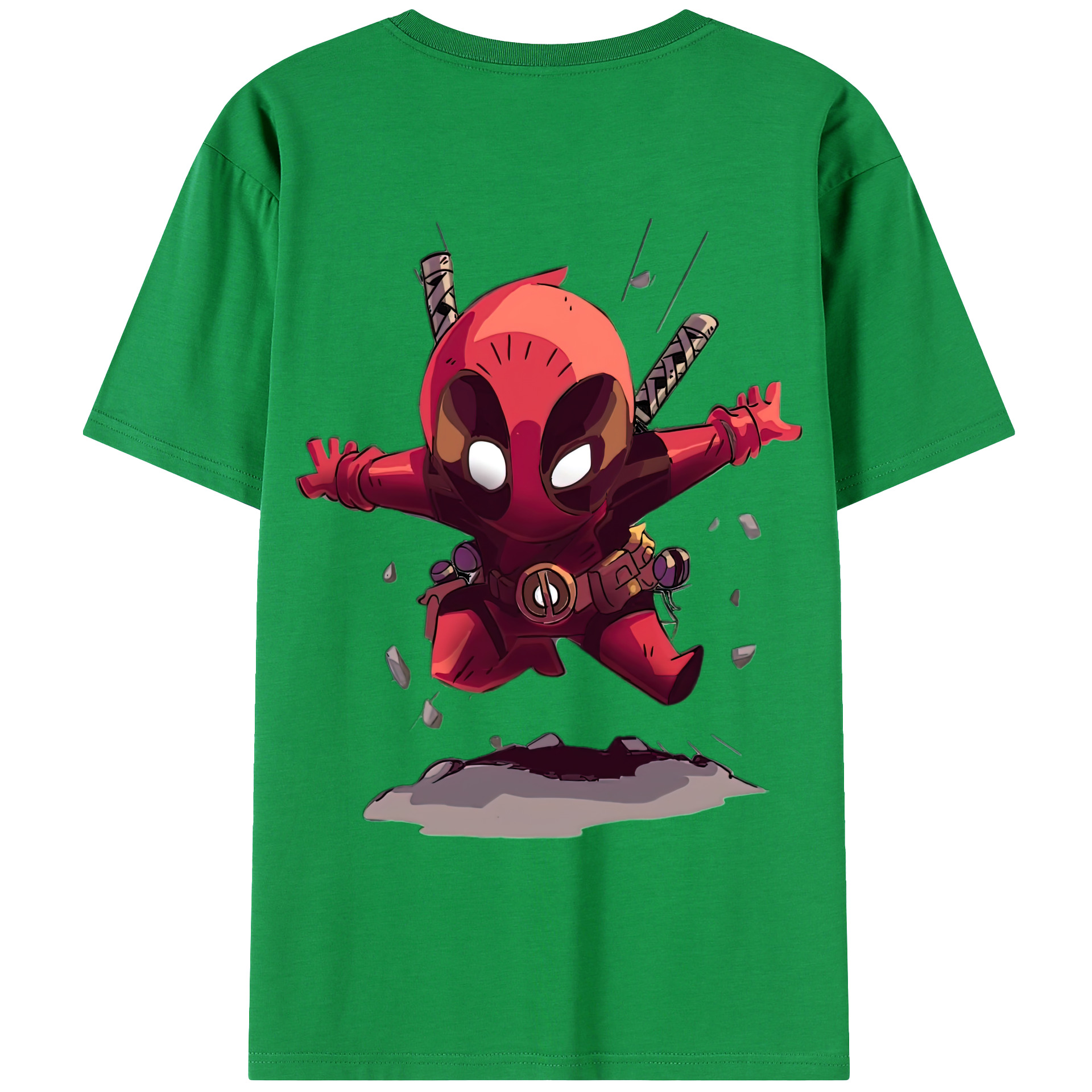 （画像用） Deadpool デッドプール 綿100％ メンズ半袖Tシャツ（バックプリント） 通気性