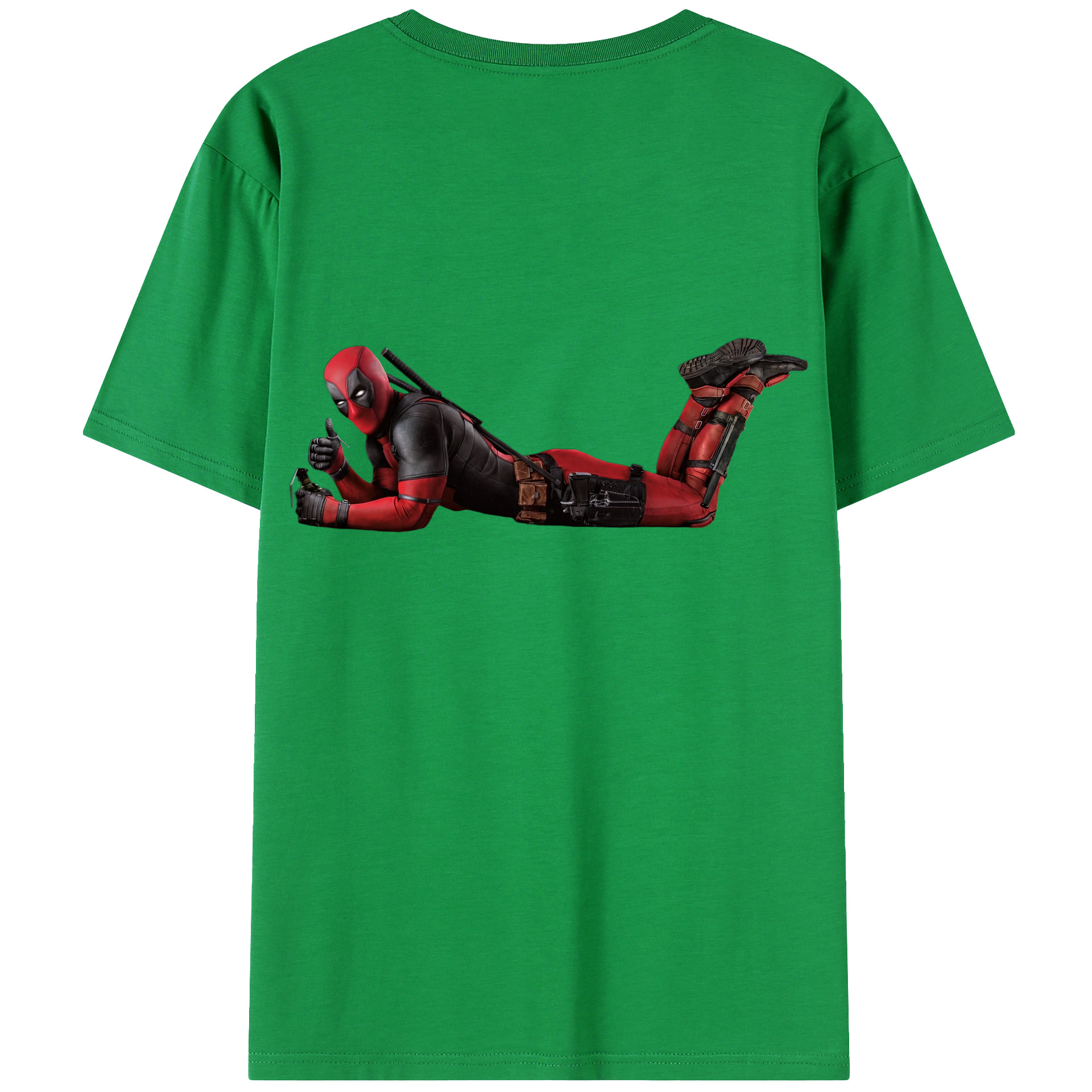 （画像用） Deadpool デッドプール 綿100％ メンズ半袖Tシャツ（バックプリント） 通気性