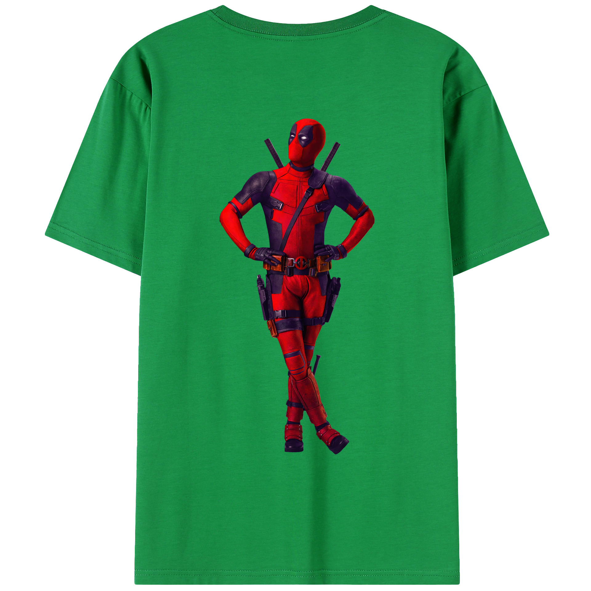 （画像用） Deadpool デッドプール 綿100％ メンズ半袖Tシャツ（バックプリント） 通気性