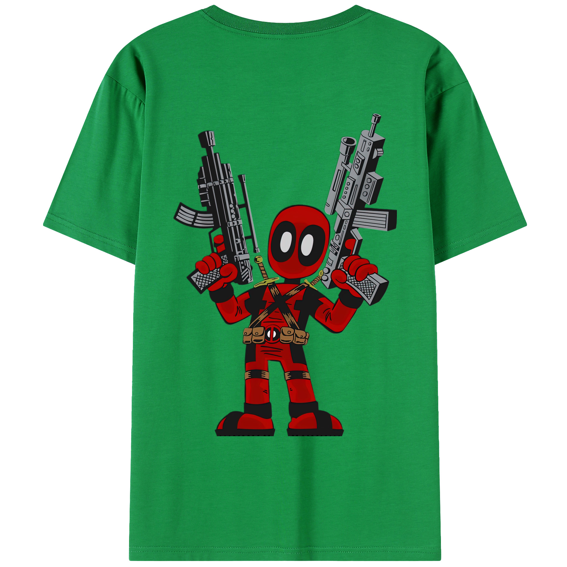 （画像用） Deadpool デッドプール 綿100％ メンズ半袖Tシャツ（バックプリント） 通気性