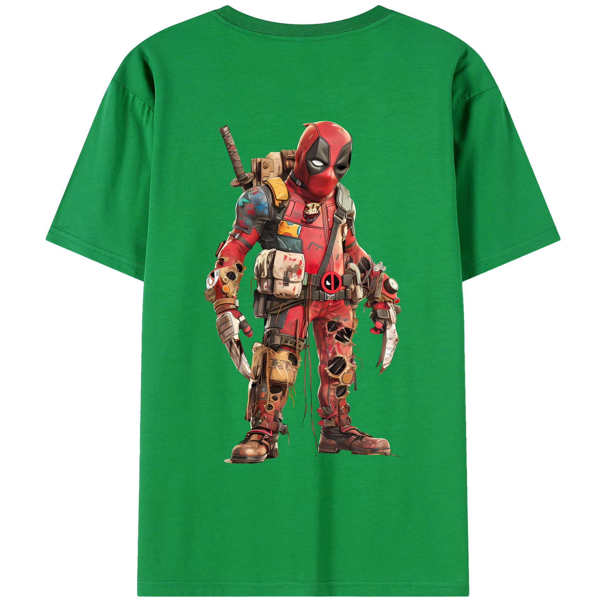 （画像用） Deadpool デッドプール 綿100％ メンズ半袖Tシャツ（バックプリント） 通気性
