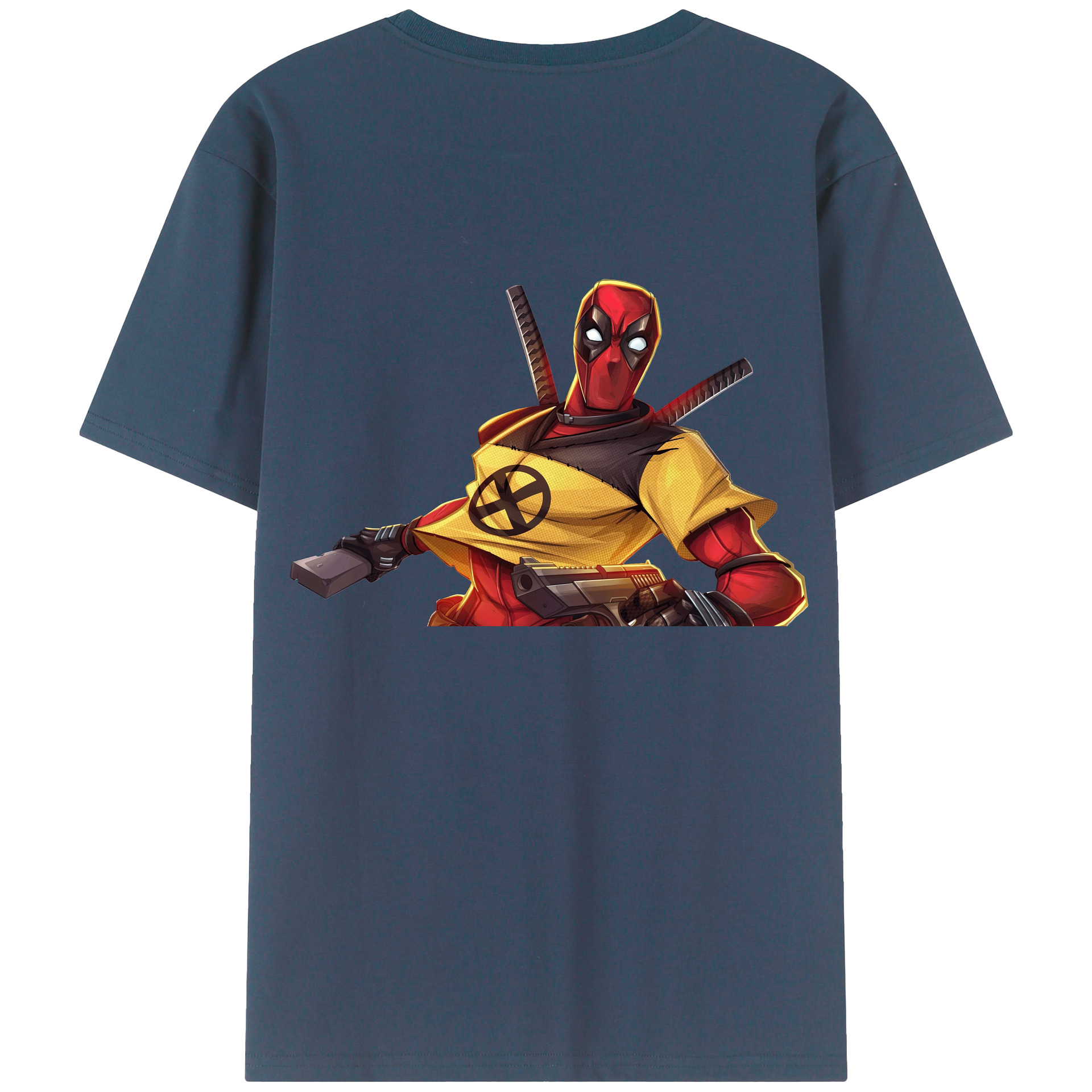 （画像用） Deadpool デッドプール 綿100％ メンズ半袖Tシャツ（バックプリント） 通気性