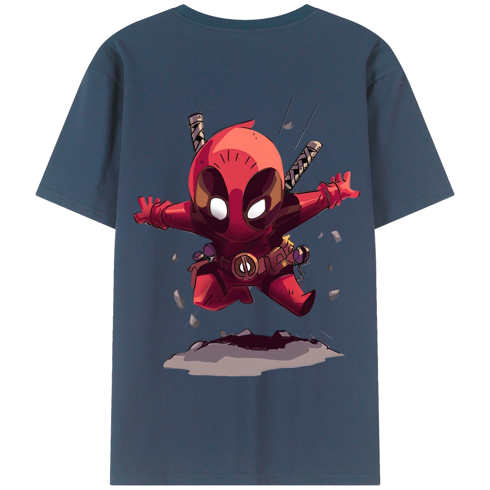 （画像用） Deadpool デッドプール 綿100％ メンズ半袖Tシャツ（バックプリント） 通気性