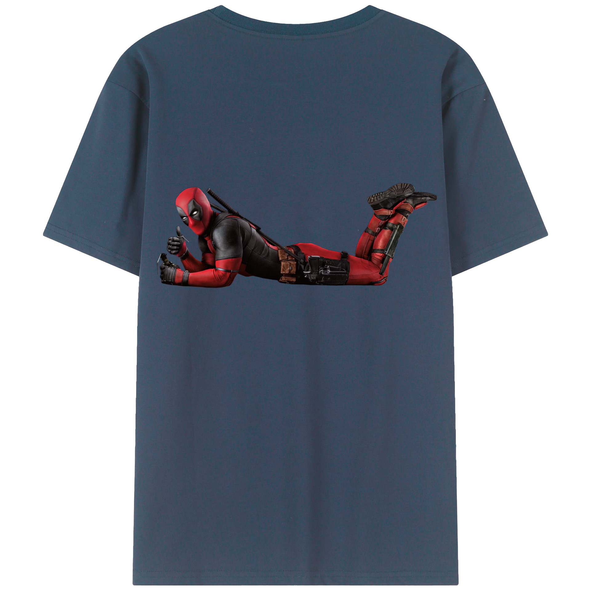 （画像用） Deadpool デッドプール 綿100％ メンズ半袖Tシャツ（バックプリント） 通気性